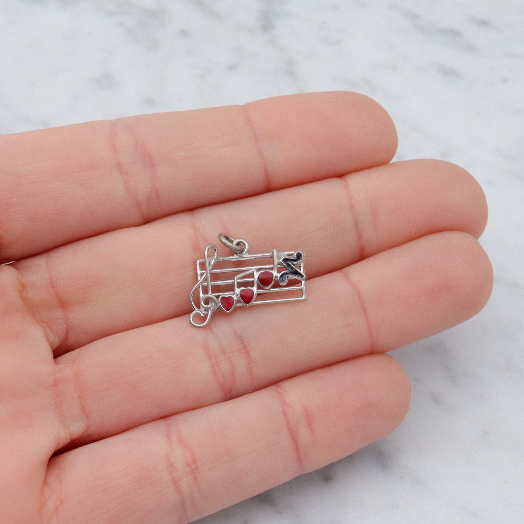 Vintage sterling & enamel charm pendant