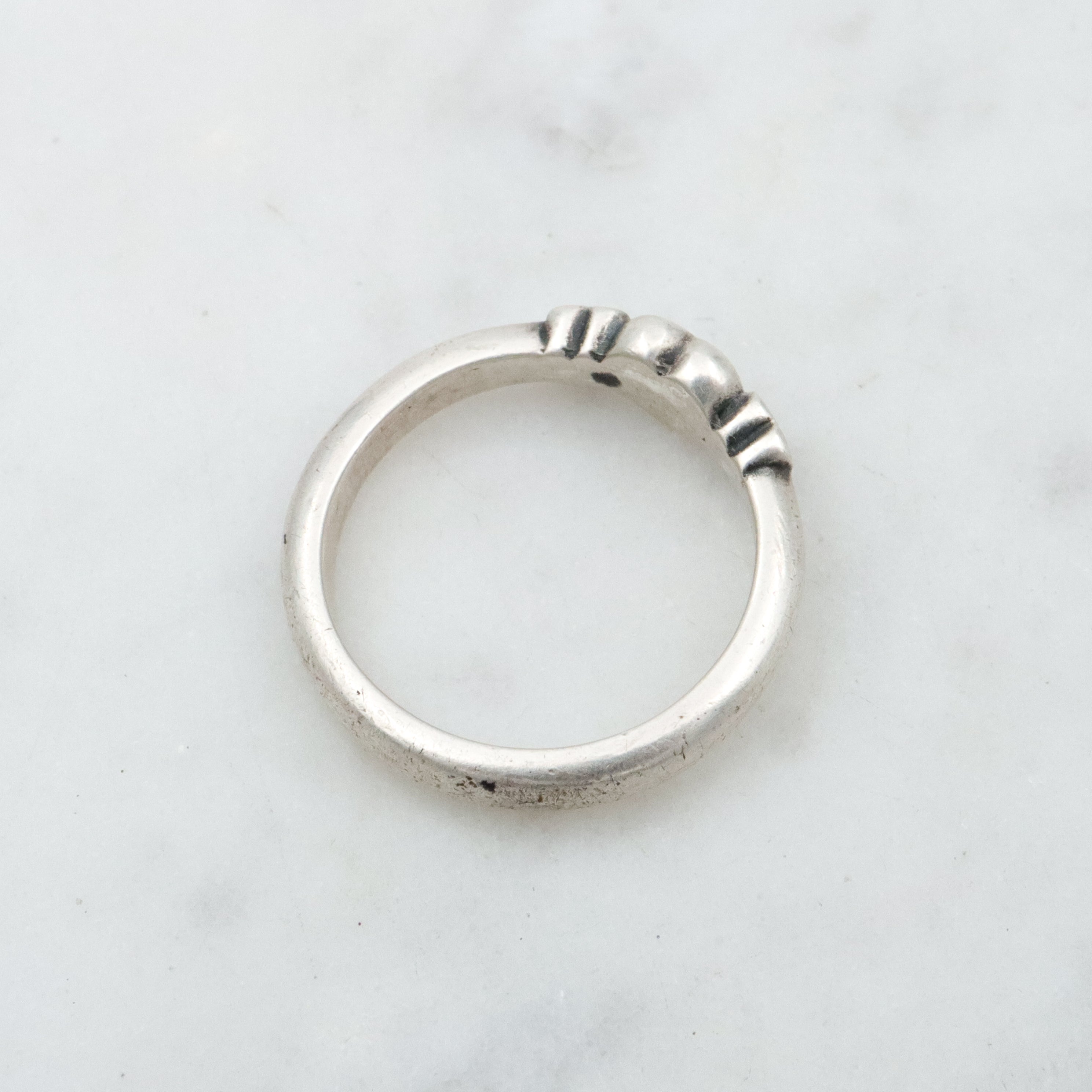 Retired James Avery heart & forget me not flower sterling ring, size 4.5