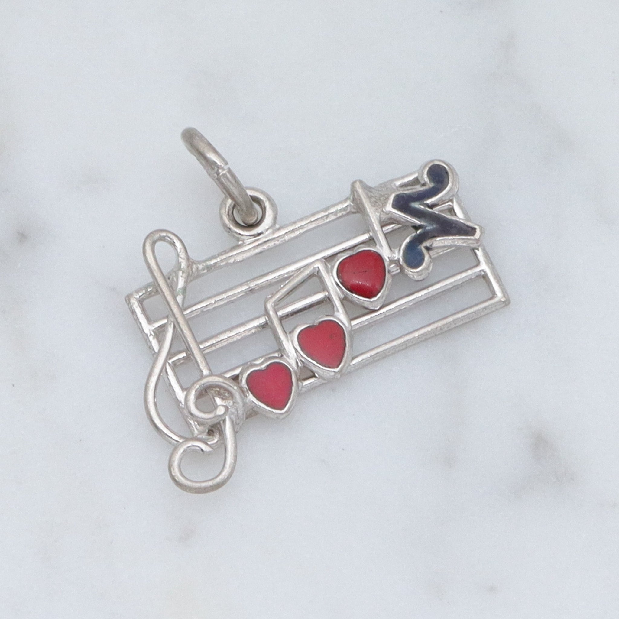 Vintage sterling & enamel charm pendant