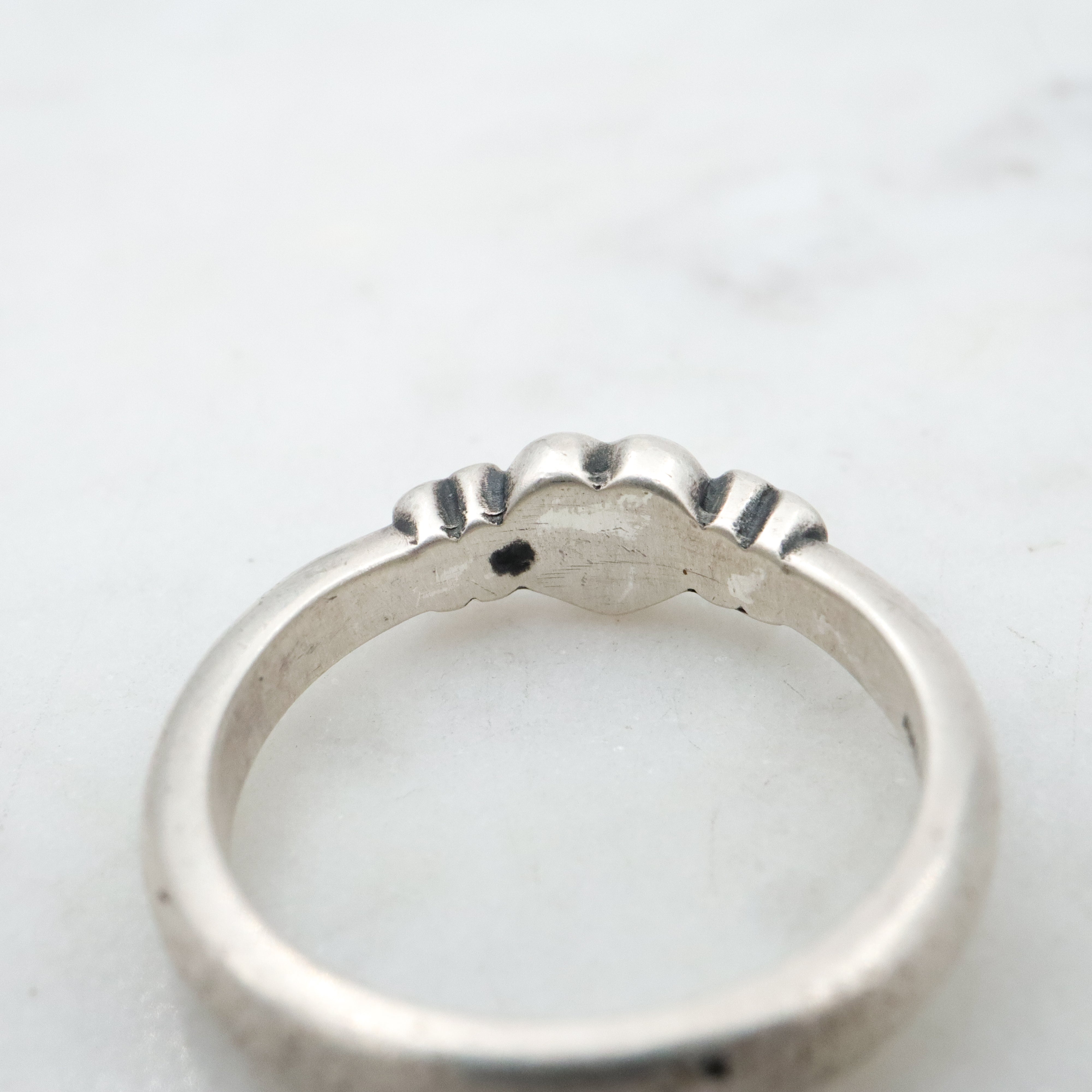 Retired James Avery heart & forget me not flower sterling ring, size 4.5