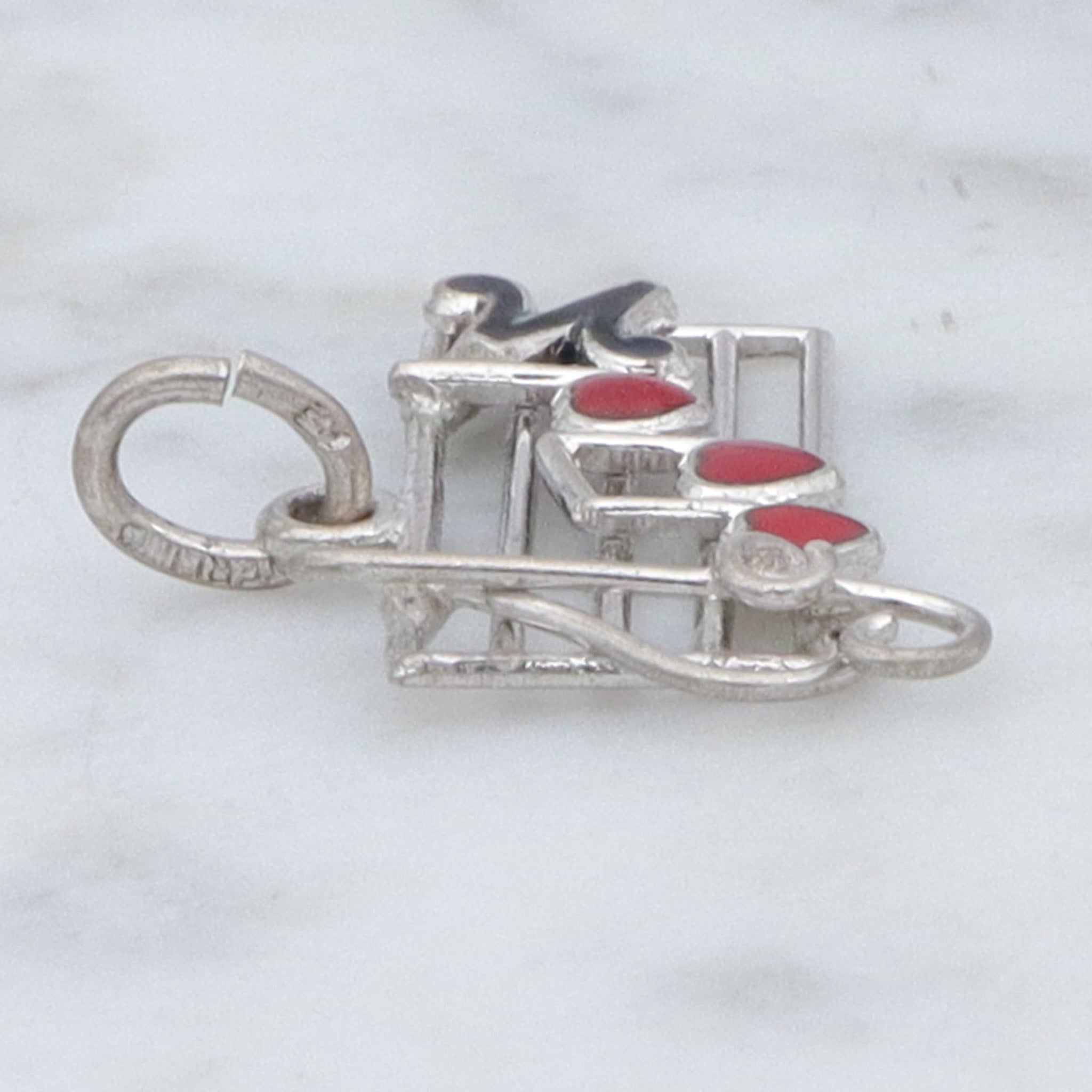 Vintage sterling & enamel charm pendant