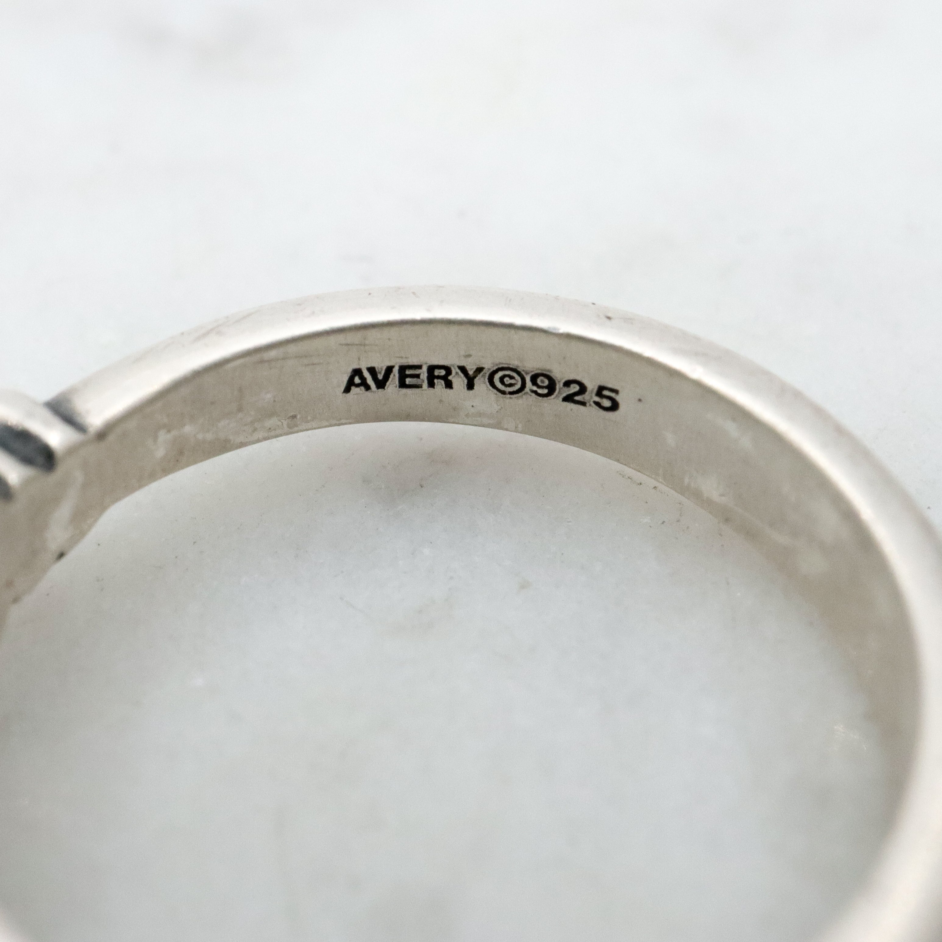 Retired James Avery heart & forget me not flower sterling ring, size 4.5