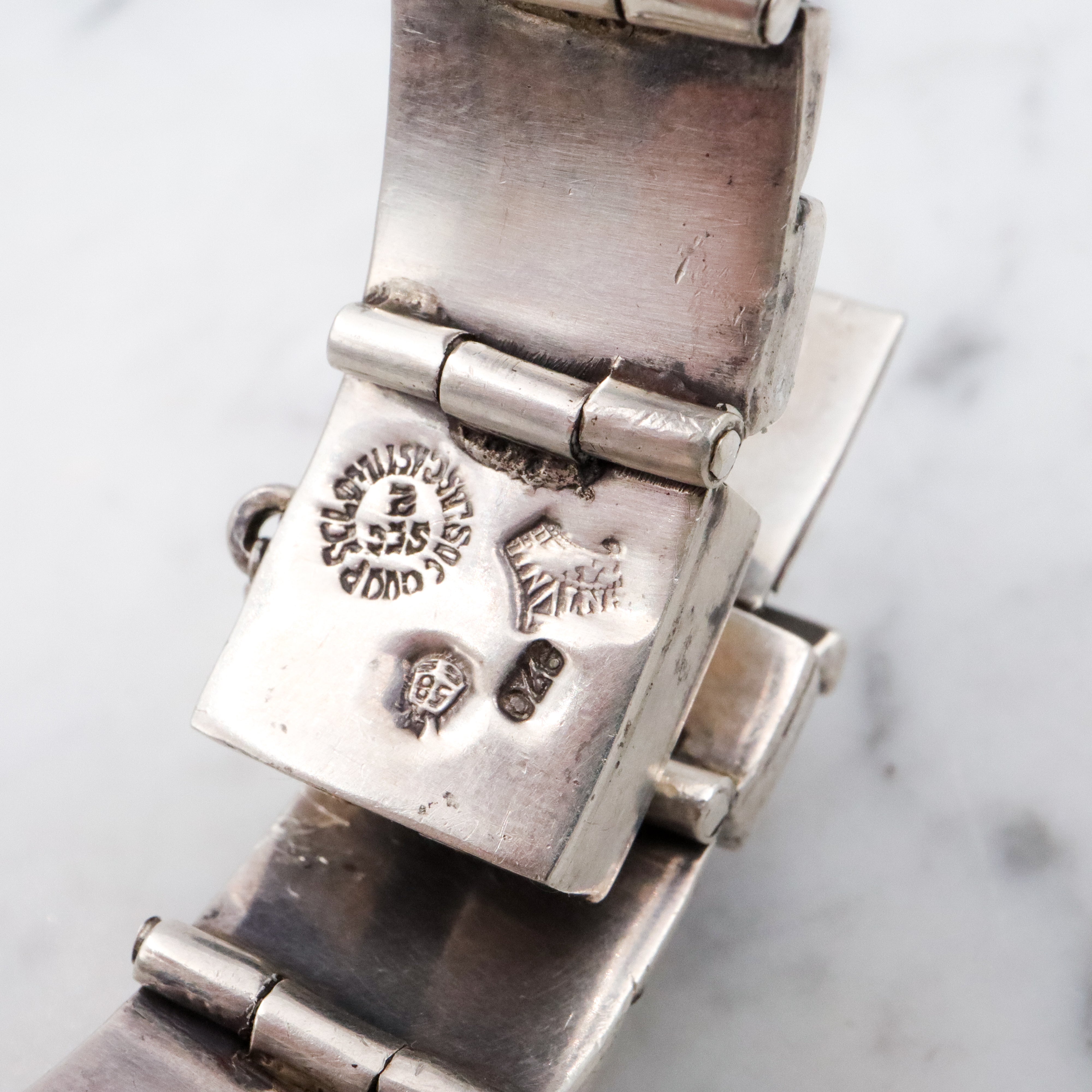 Exceptional Antonio Pineda Mid Century sterling & amethyst block link bracelet