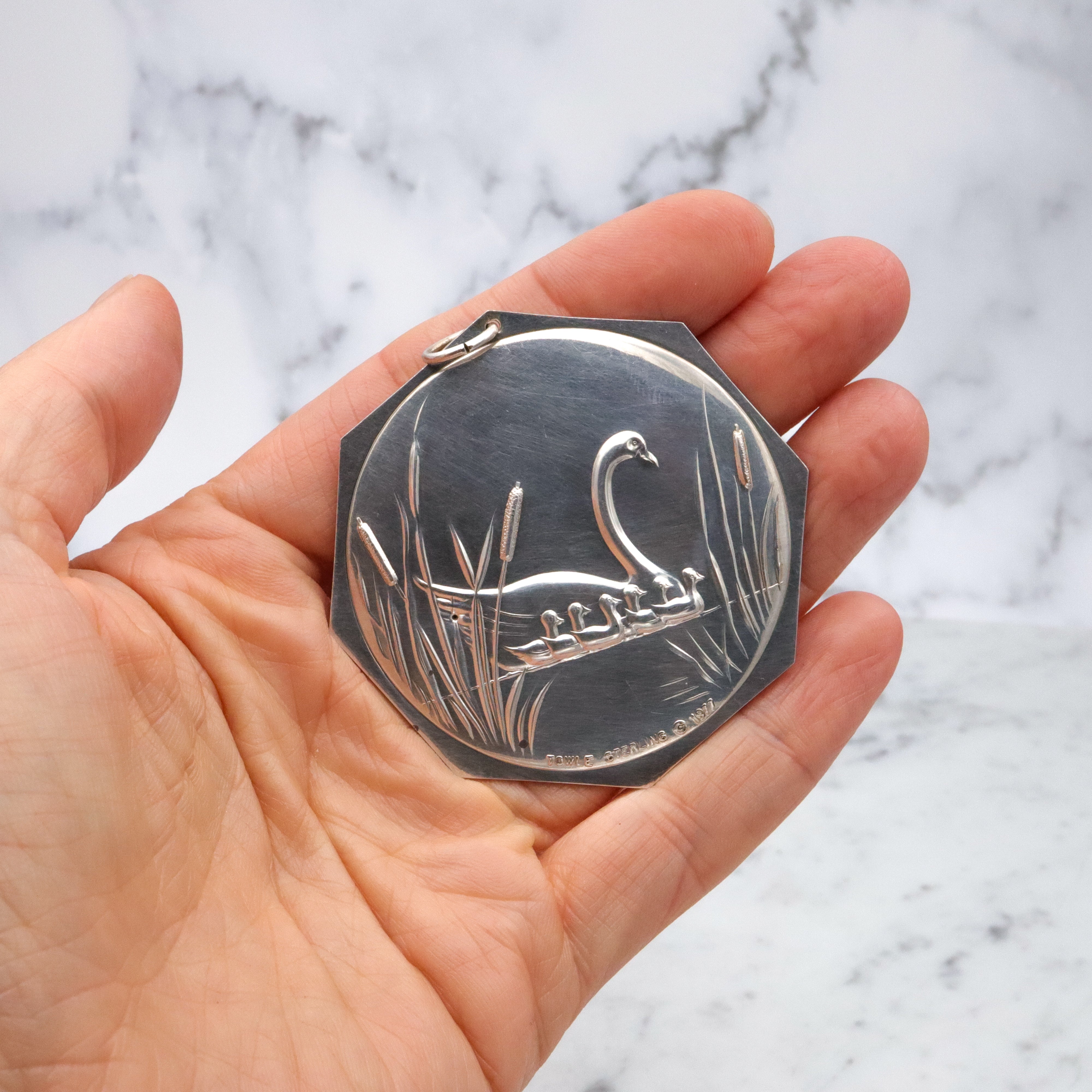 Vintage 1977 Towle Sterling Seven Swans Swimming ornament