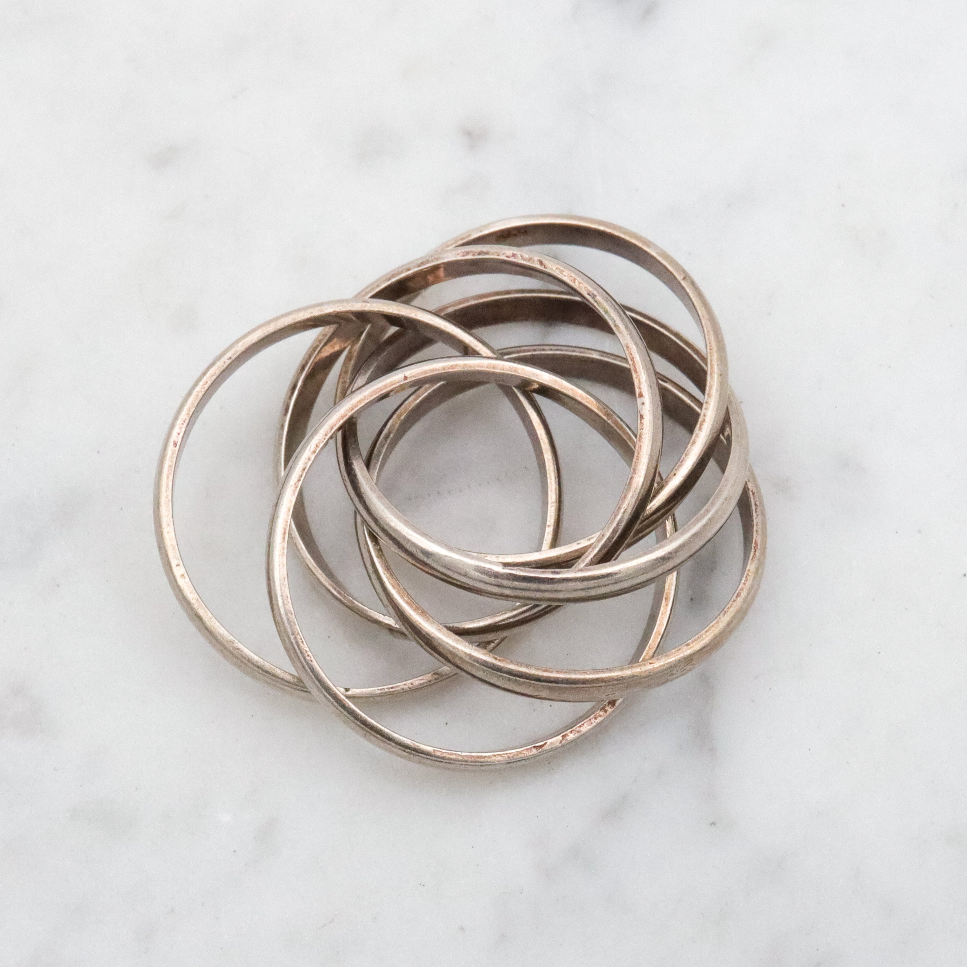Vintage sterling 6 band rolling ring, size 6.5
