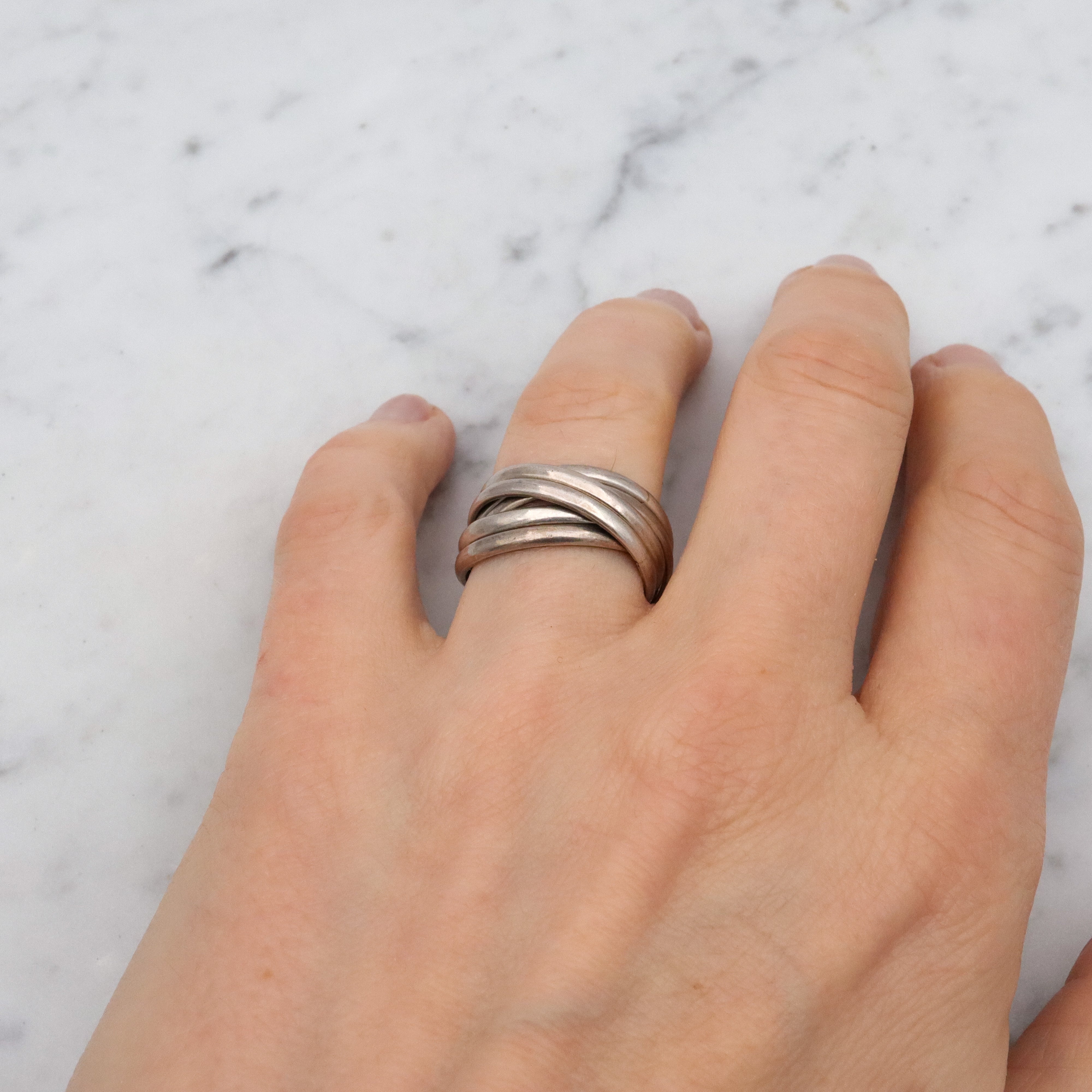 Vintage sterling 6 band rolling ring, size 6.5