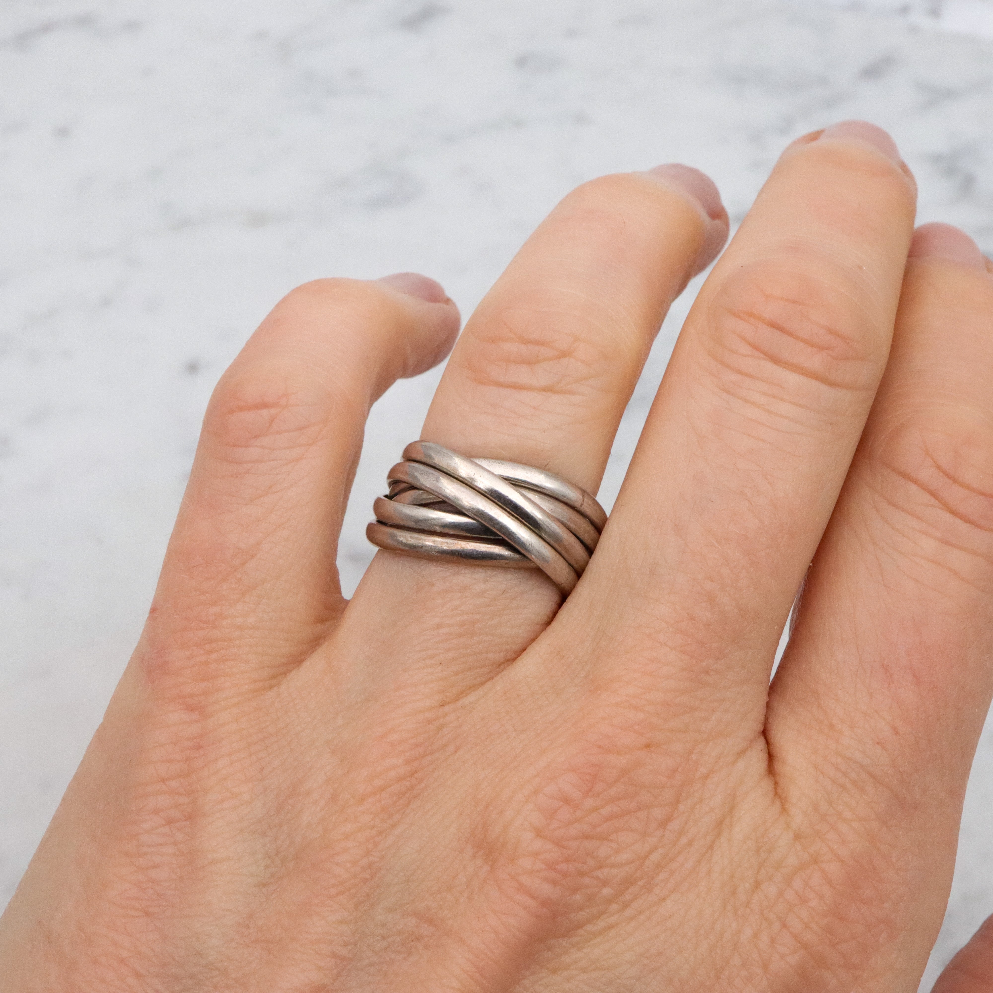 Vintage sterling 6 band rolling ring, size 6.5