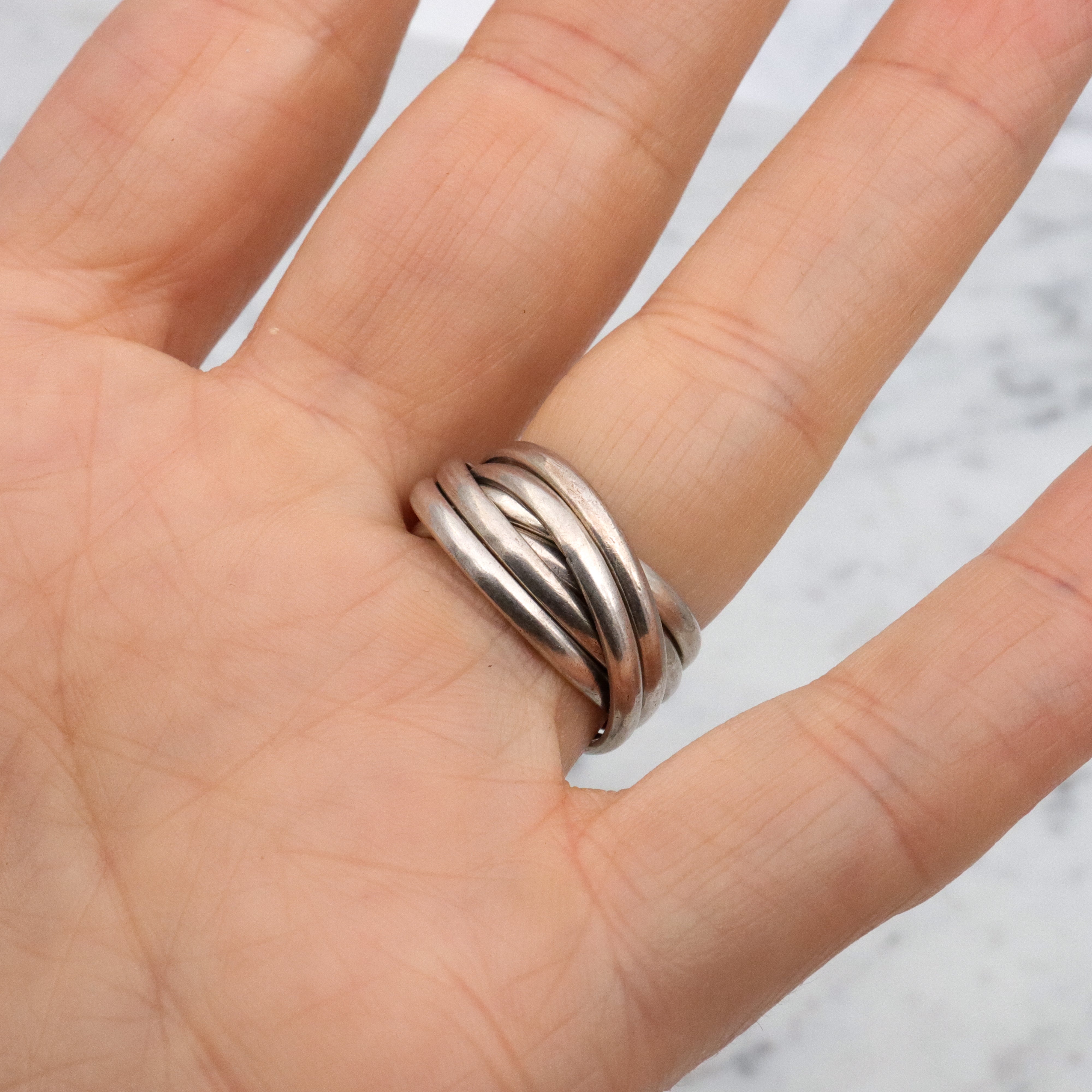 Vintage sterling 6 band rolling ring, size 6.5