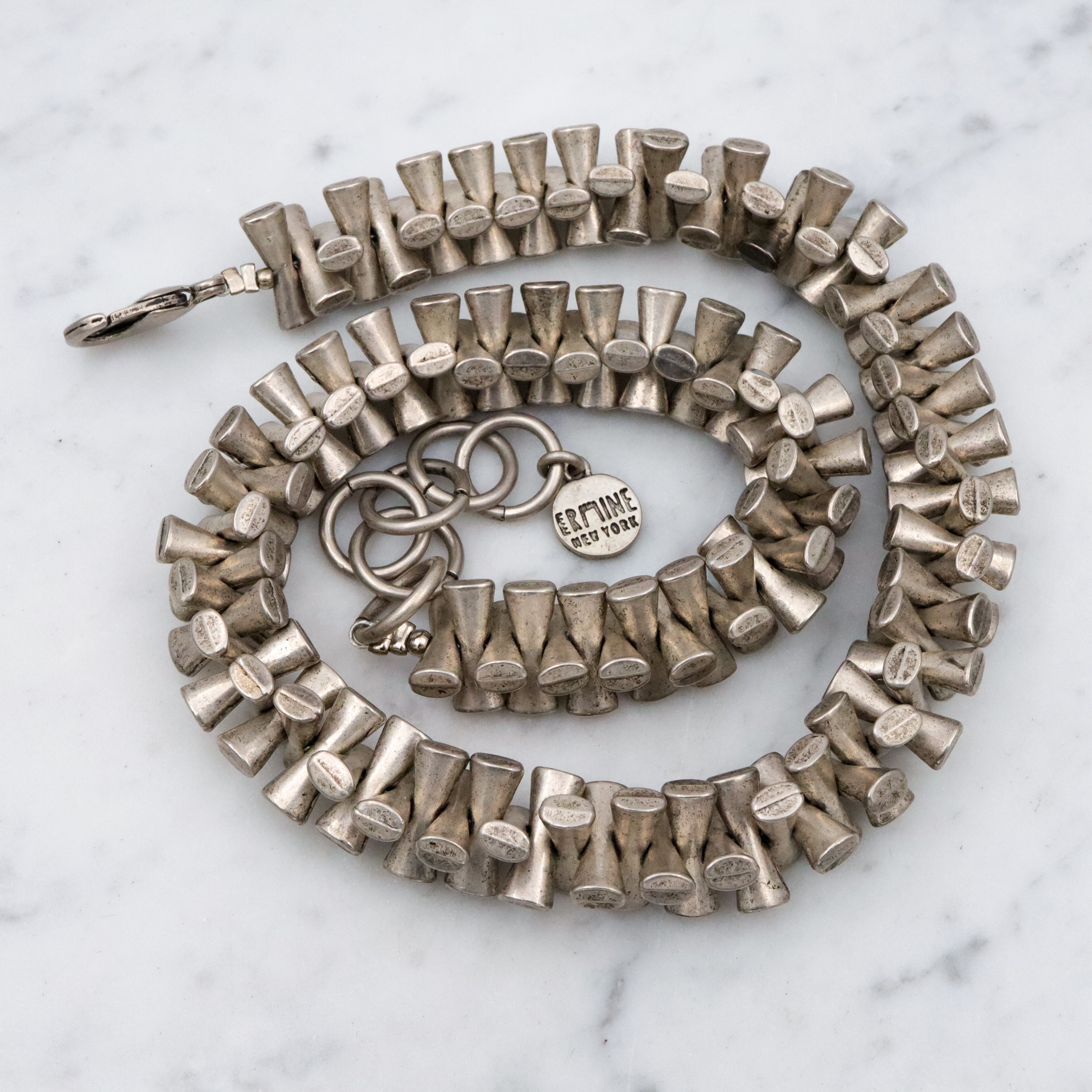 Retro Ermine New York silver plated chunky necklace