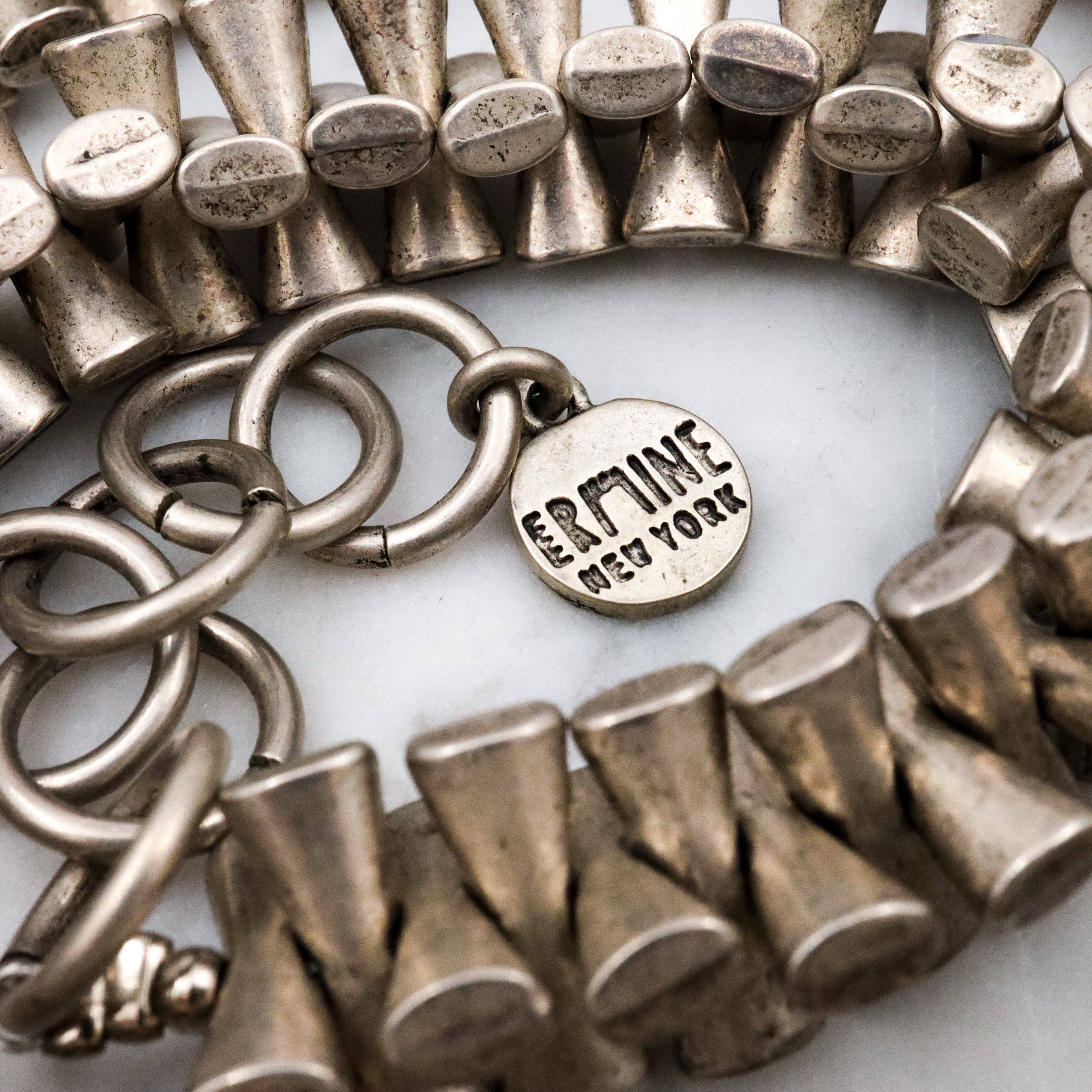 Retro Ermine New York silver plated chunky necklace