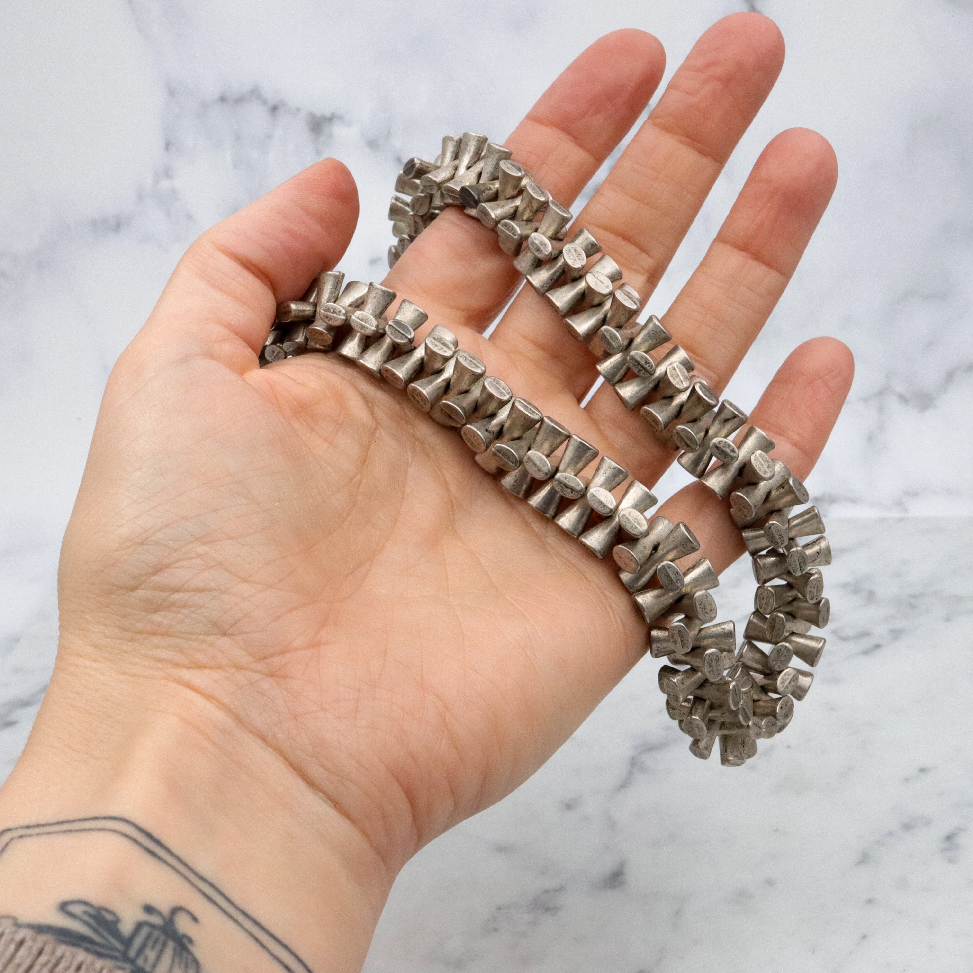 Retro Ermine New York silver plated chunky necklace