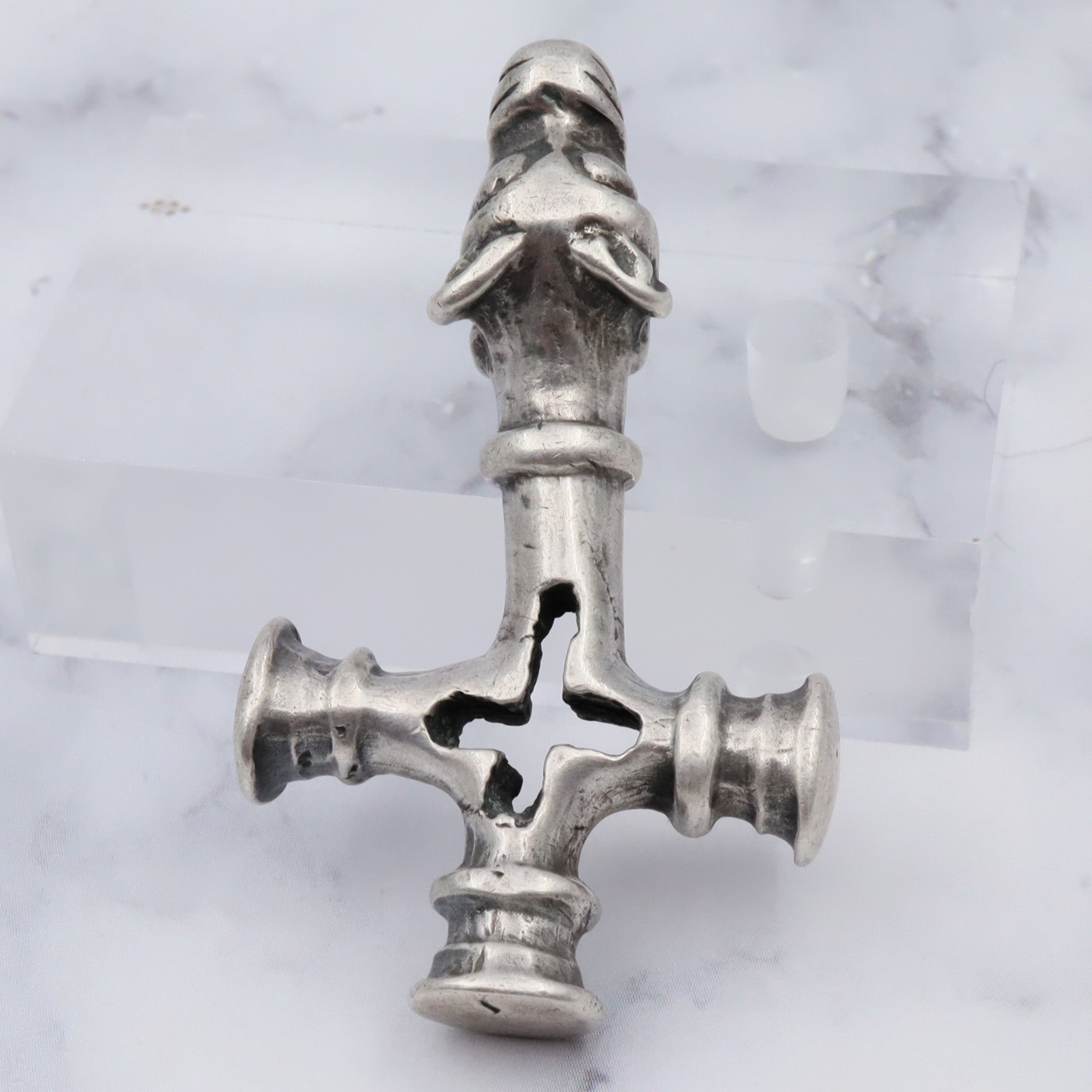 Vintage Scandinavian 830 silver Icelandic wolf cross pendant