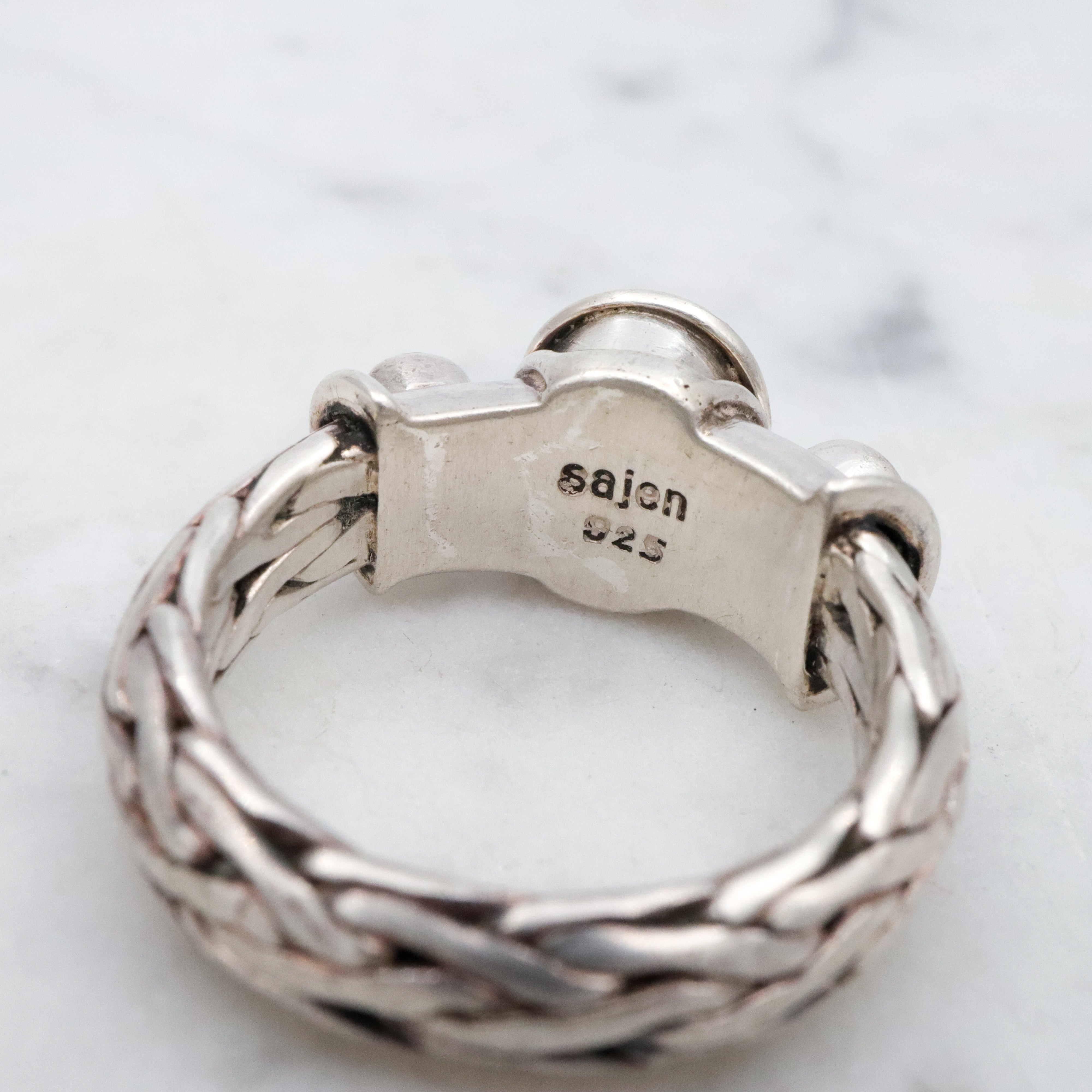 Retro Sajen amethyst & peridot woven band sterling ring, size 8