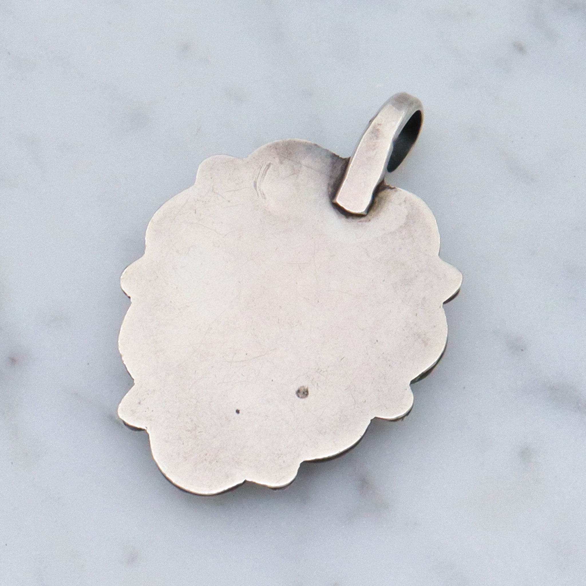 Vintage Zuni sterling turquoise petit point pendant