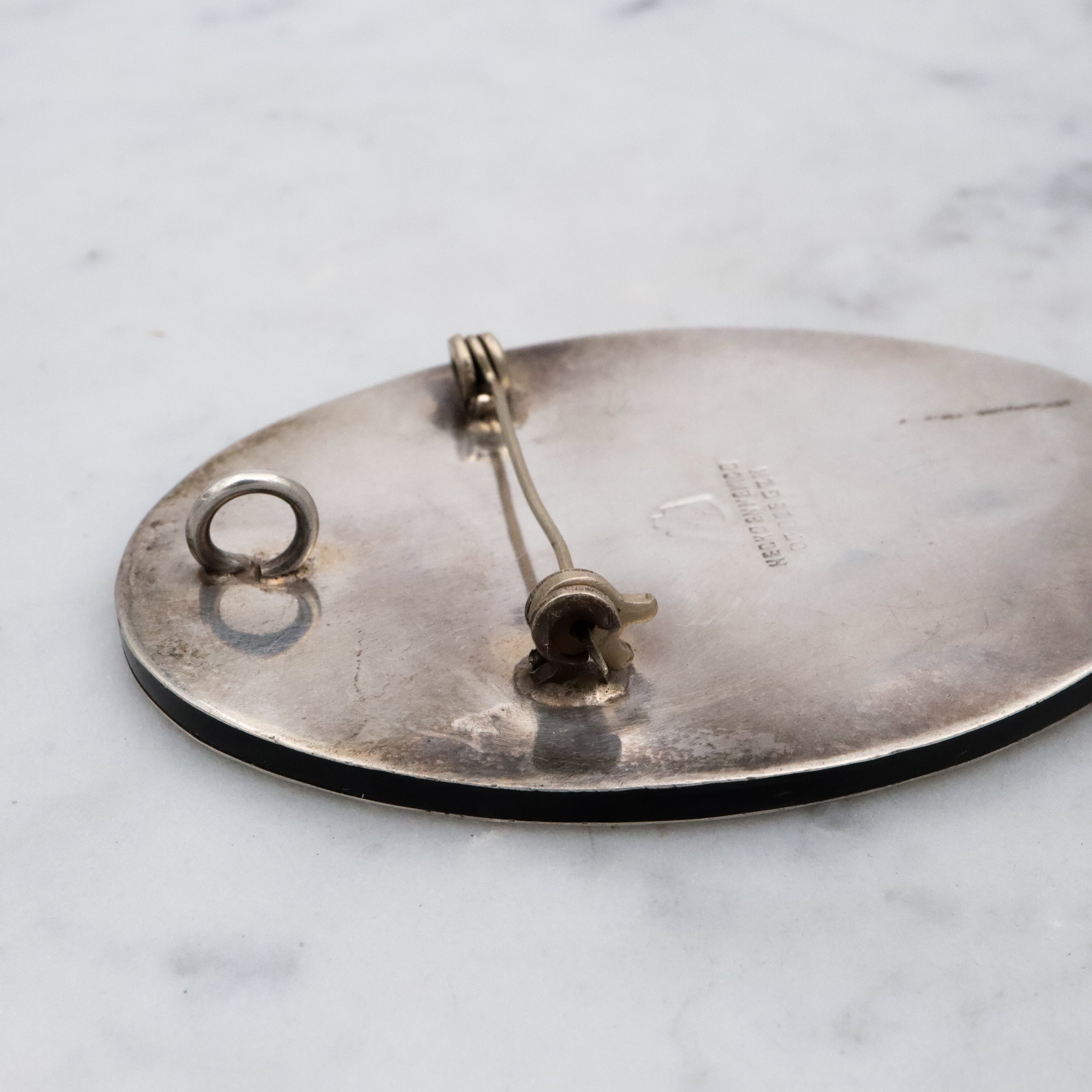 Vintage Mexican sterling & brass inlaid Aztec warrior brooch/pendant