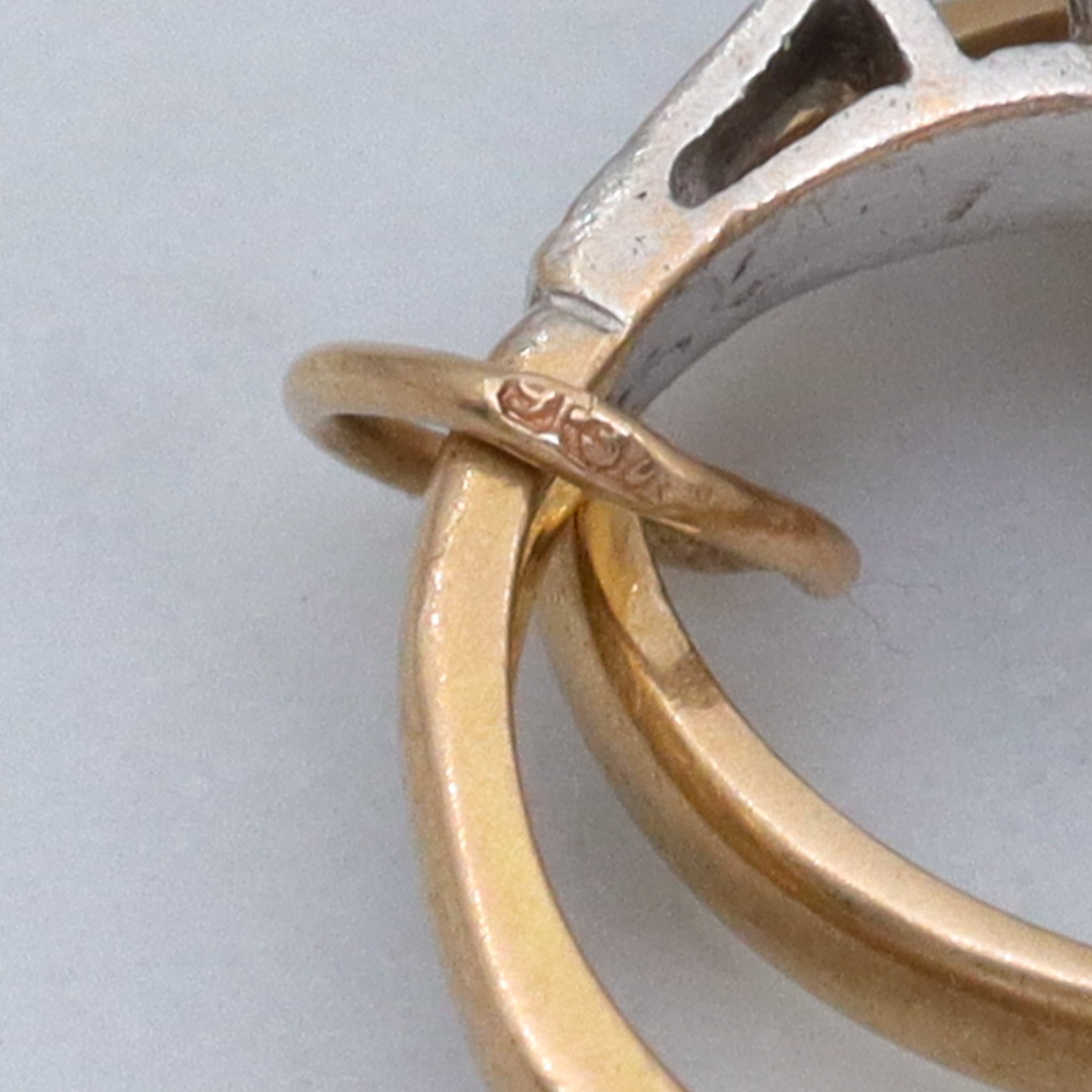 Vintage English 9k gold engagement & wedding ring charm pendant