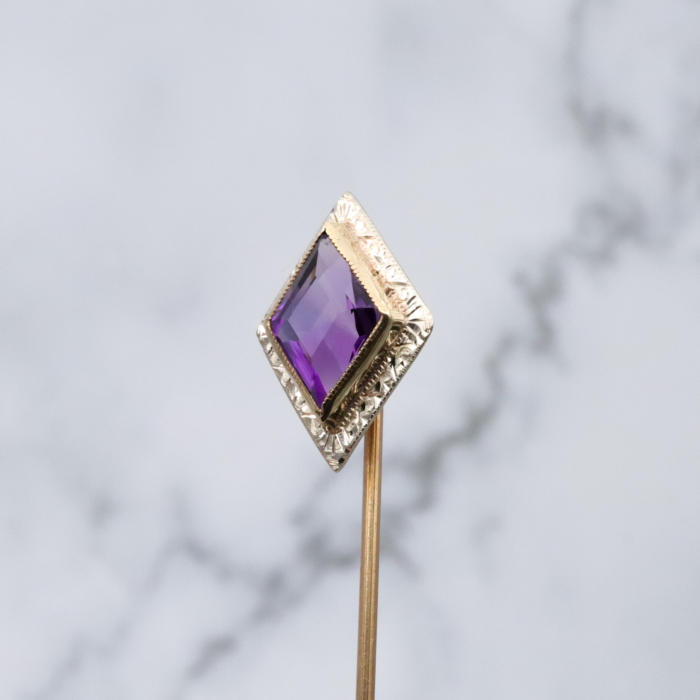 Antique Victorian 14k gold amethyst stick pin