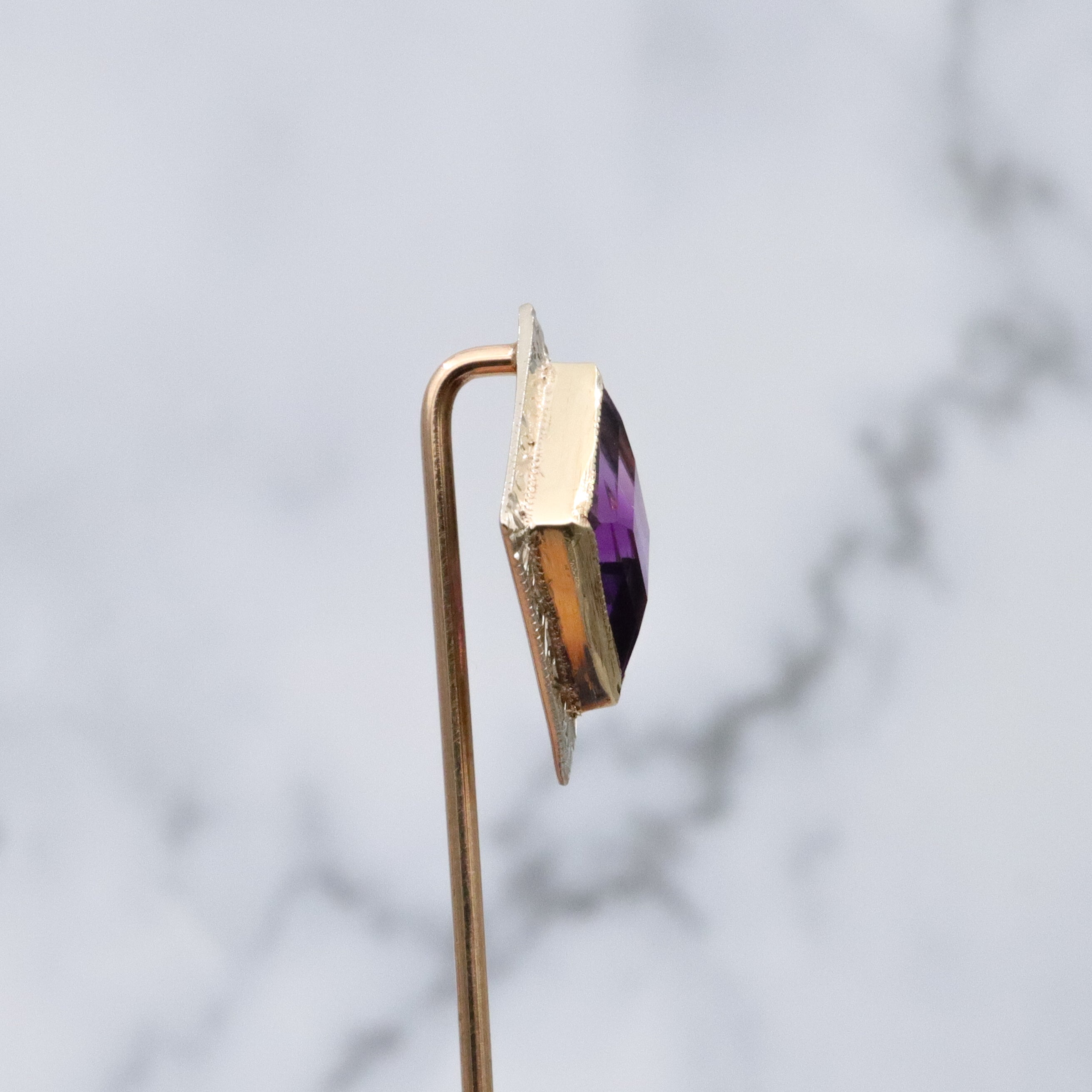 Antique Victorian 14k gold amethyst stick pin