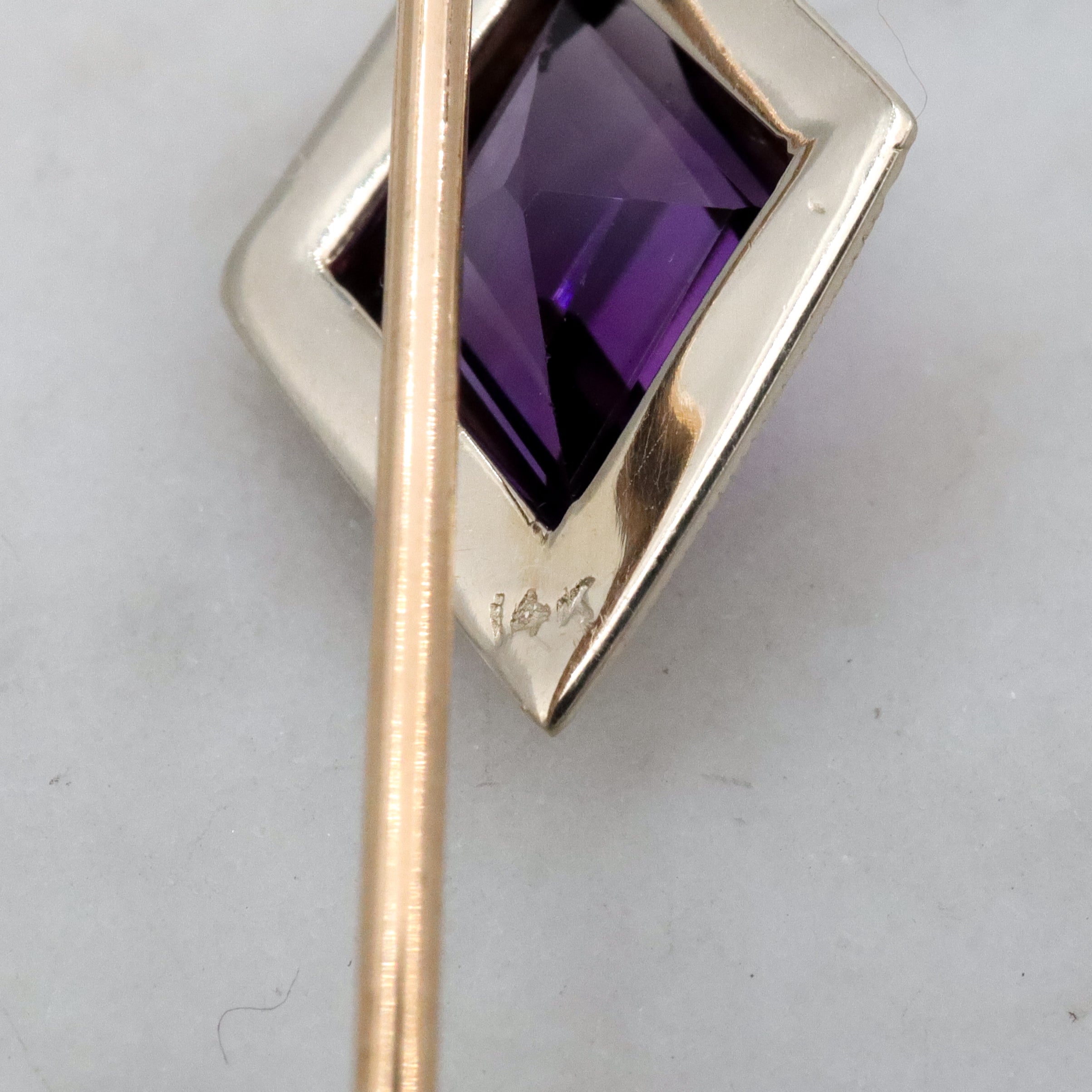 Antique Victorian 14k gold amethyst stick pin