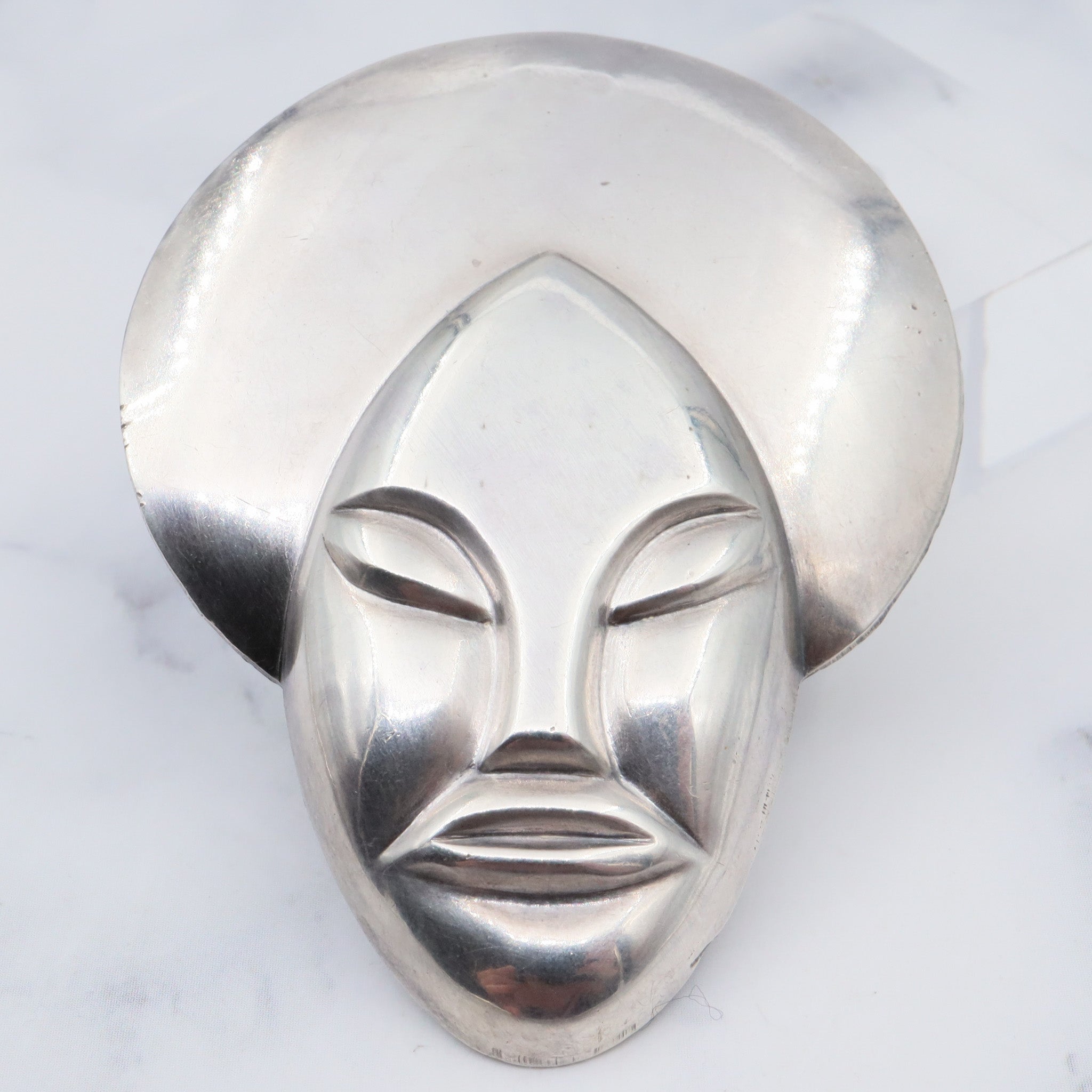 Vintage sterling face brooch
