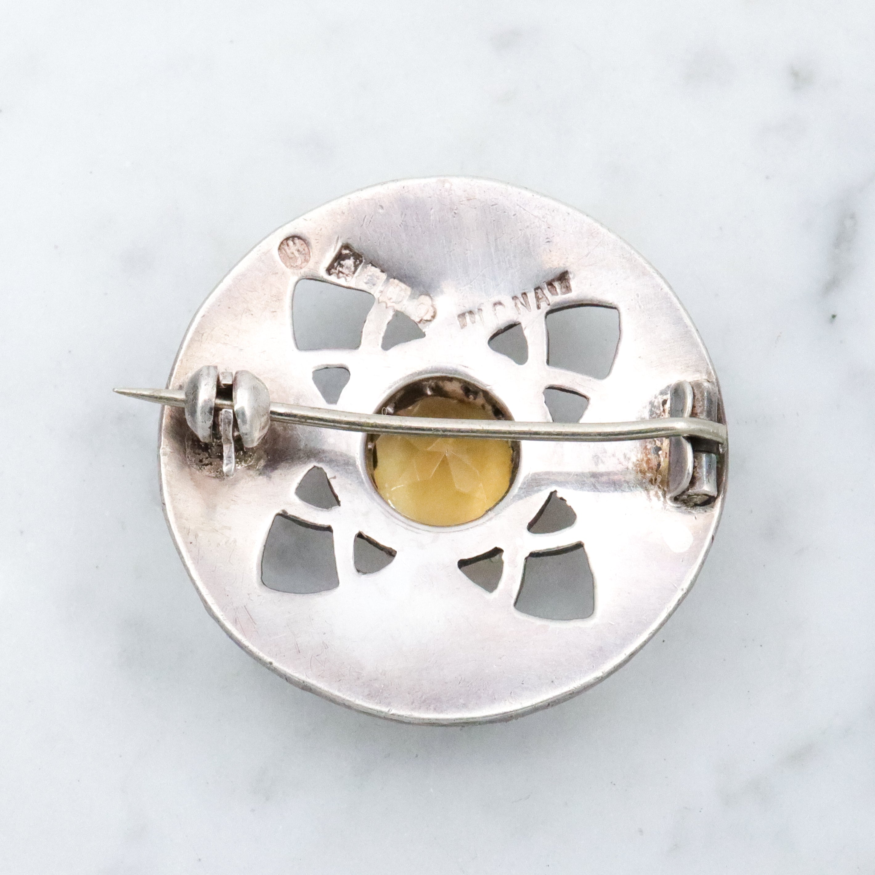 1961 John Hart, Iona sterling & citrine celtic brooch