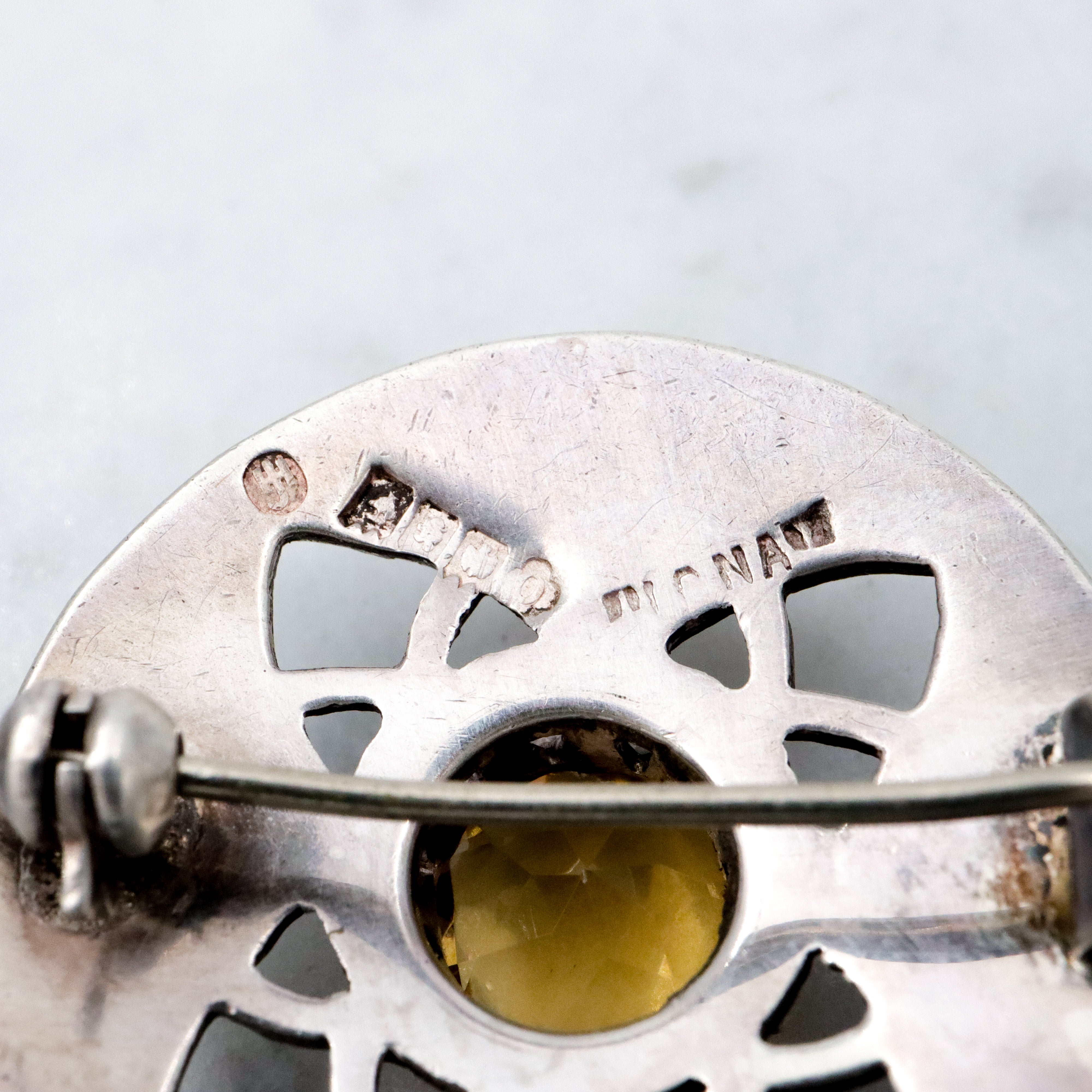 1961 John Hart, Iona sterling & citrine celtic brooch