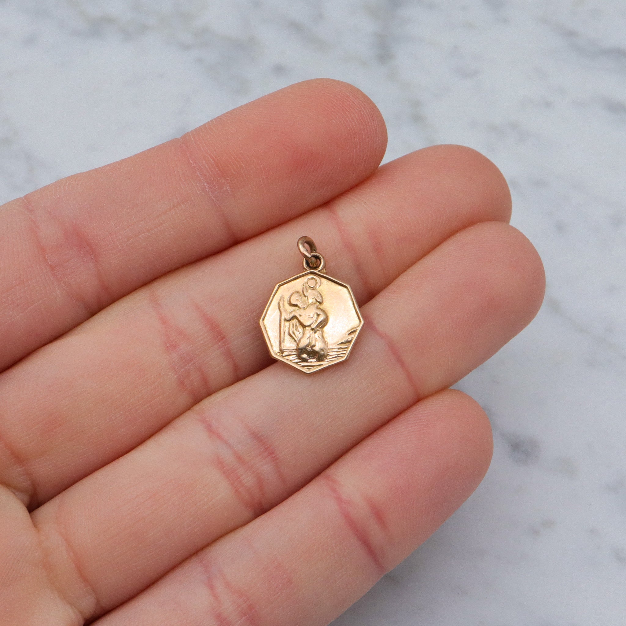 Vintage English 9k Saint Christopher medallion charm pendant