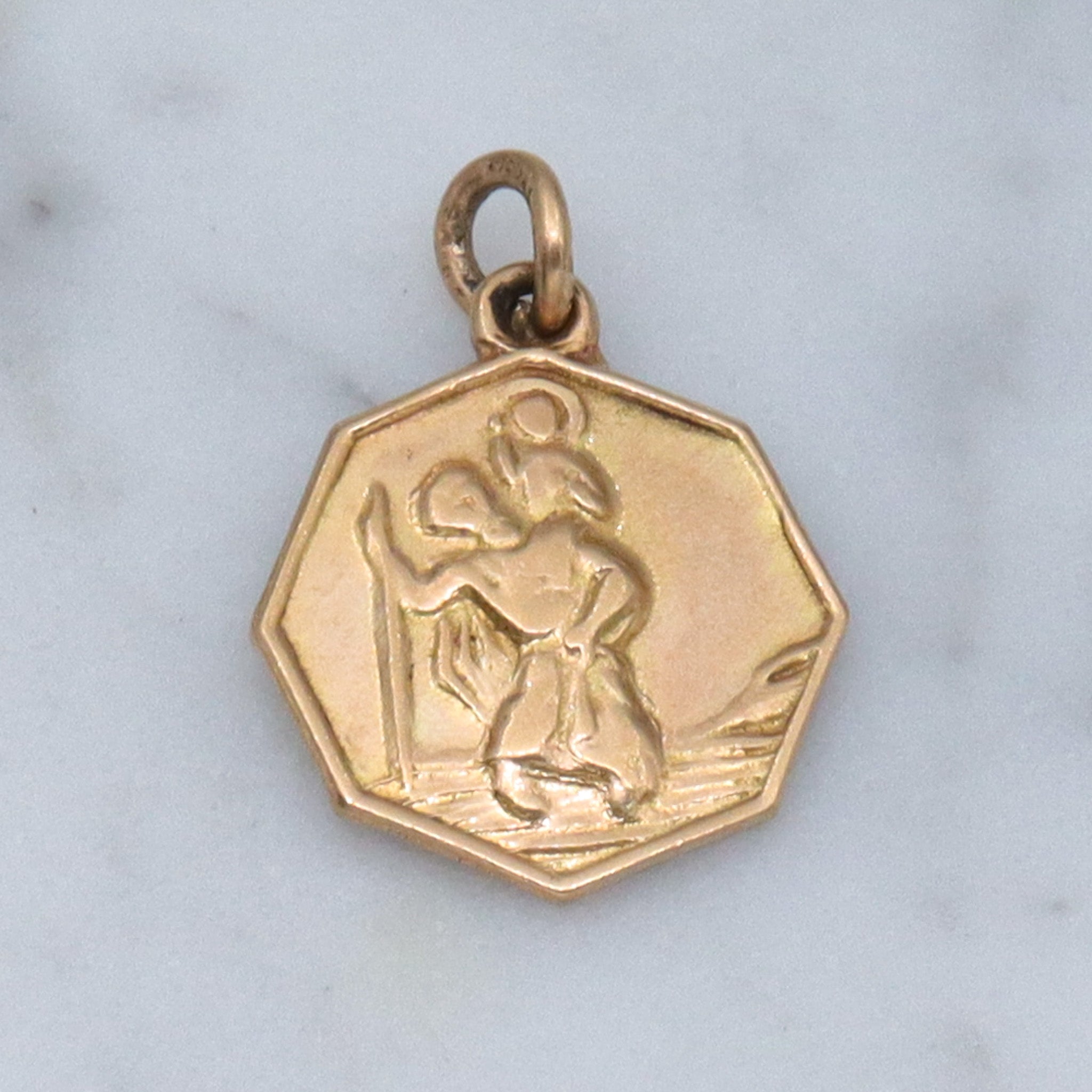 Vintage English 9k Saint Christopher medallion charm pendant