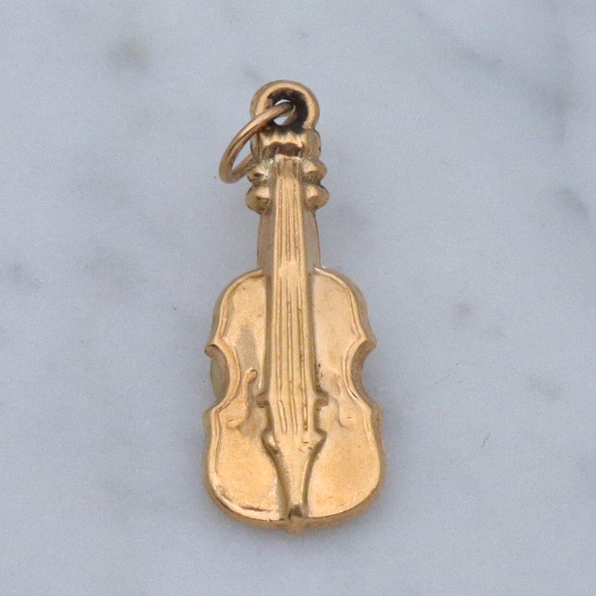 Vintage English 9k gold hollow violin charm pendant