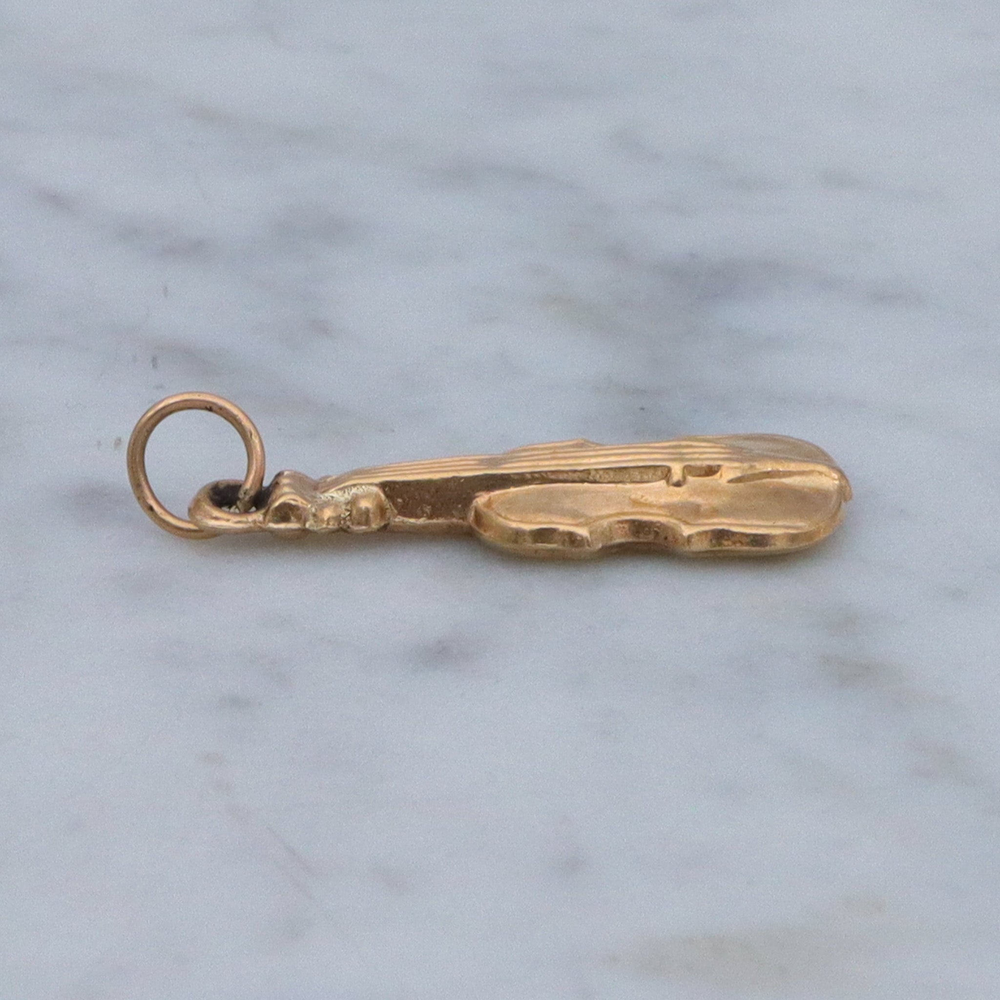 Vintage English 9k gold hollow violin charm pendant