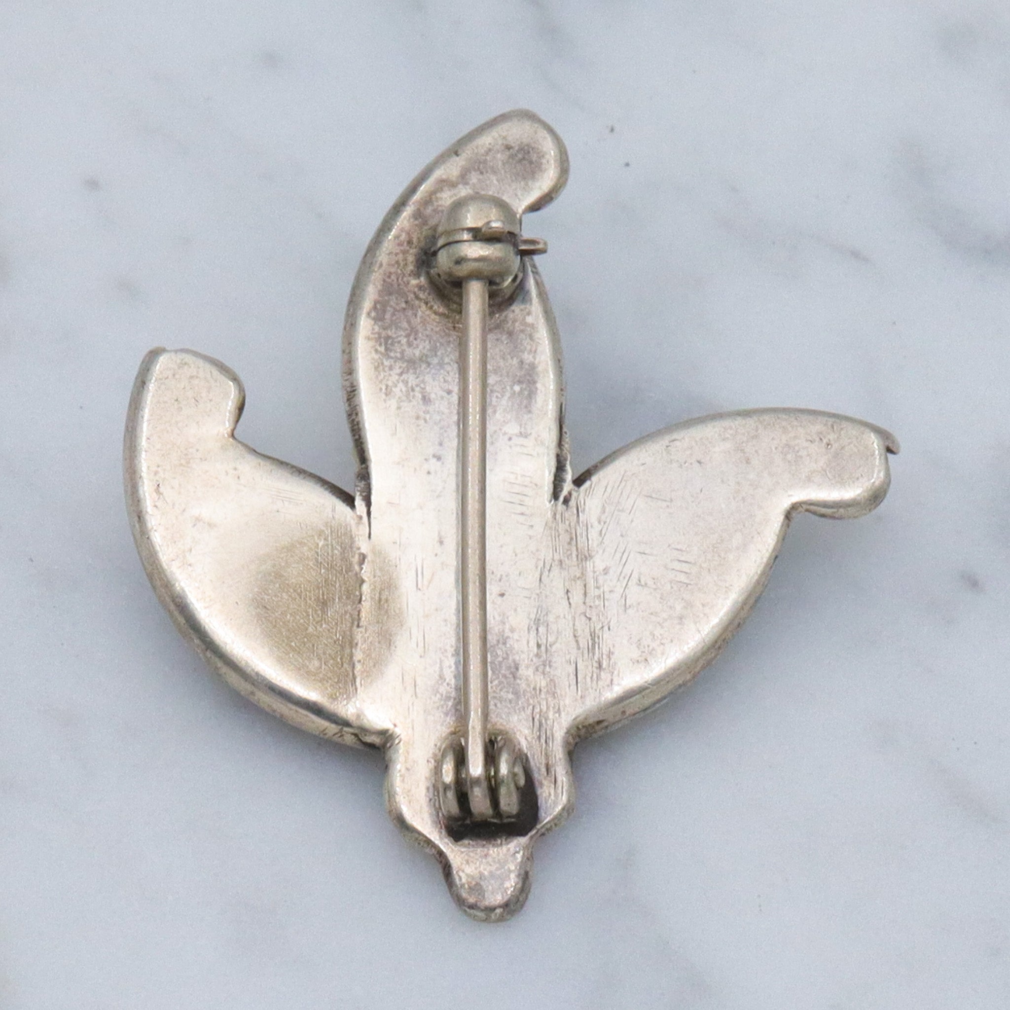 Vintage Zuni sterling & turquoise petit point cactus flower brooch