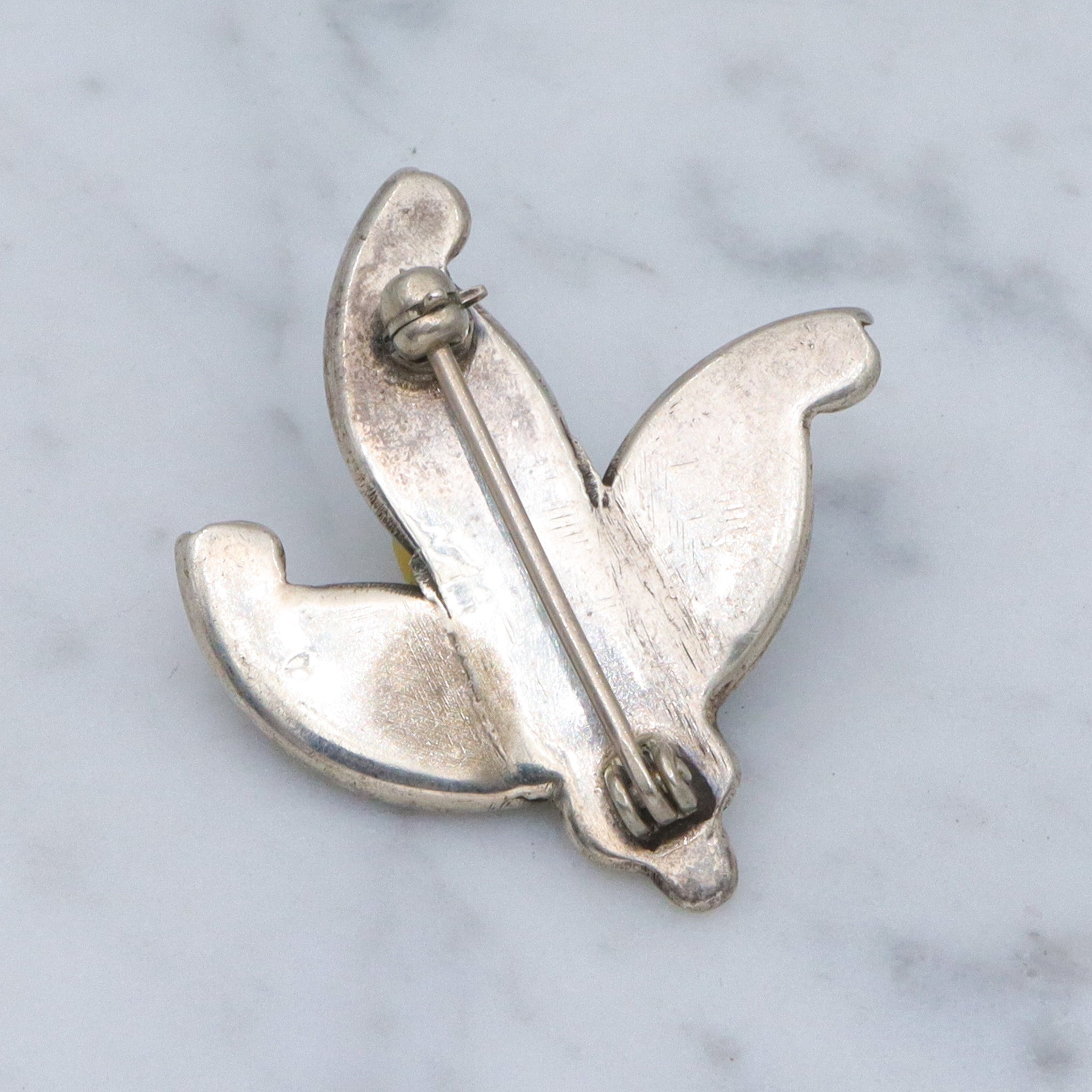 Vintage Zuni sterling & turquoise petit point cactus flower brooch