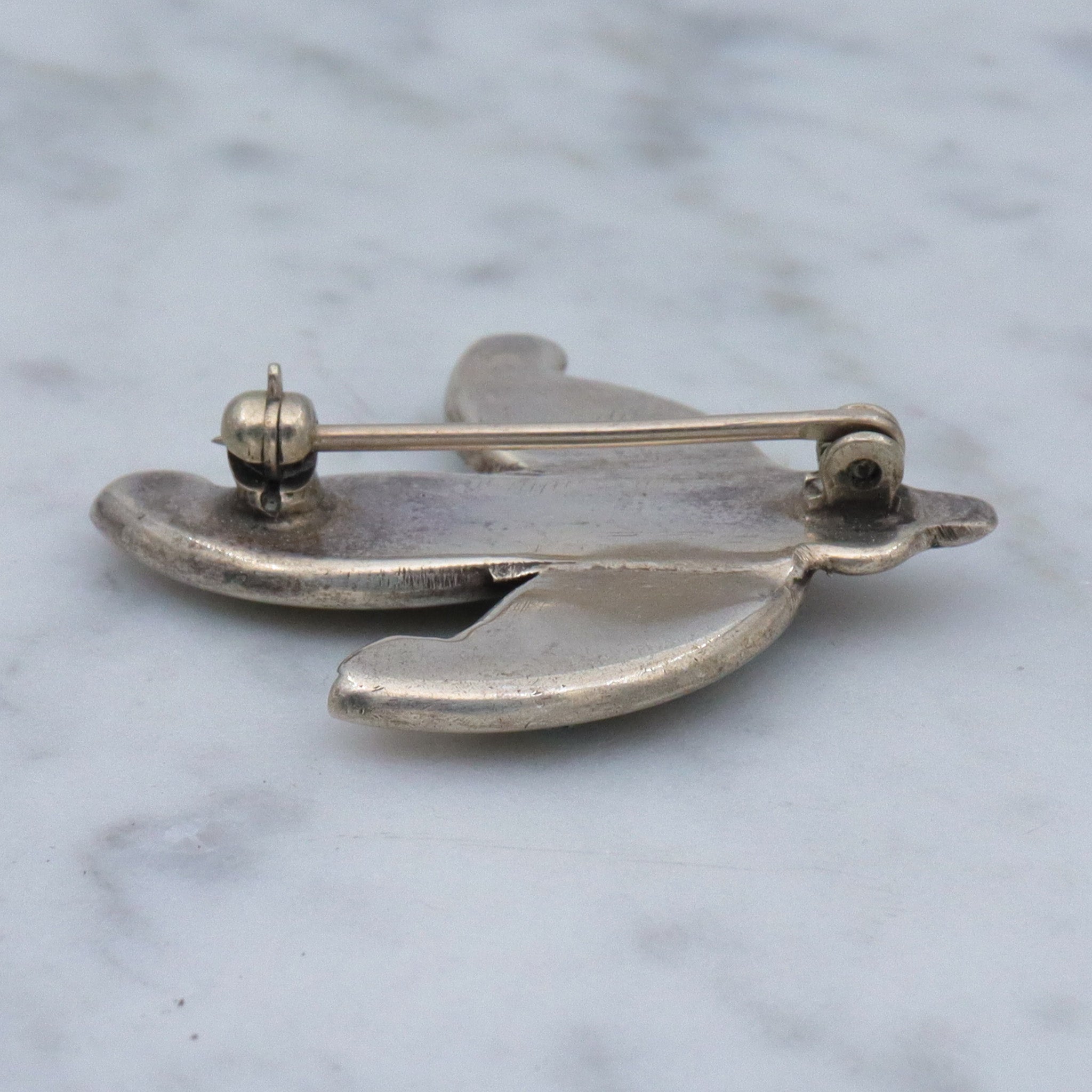 Vintage Zuni sterling & turquoise petit point cactus flower brooch