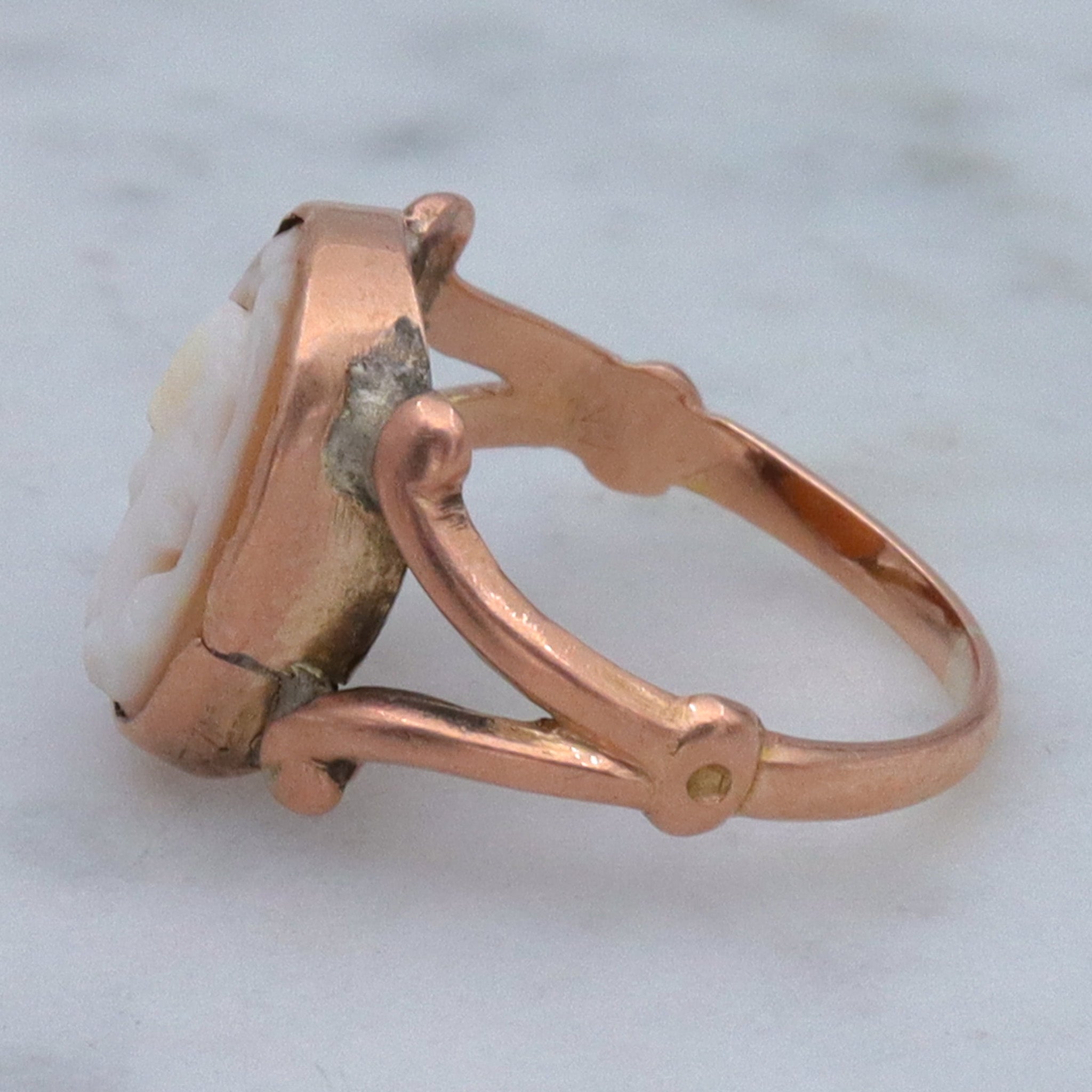 Antique Victorian 10k gold petite cameo ring, sz 3.25