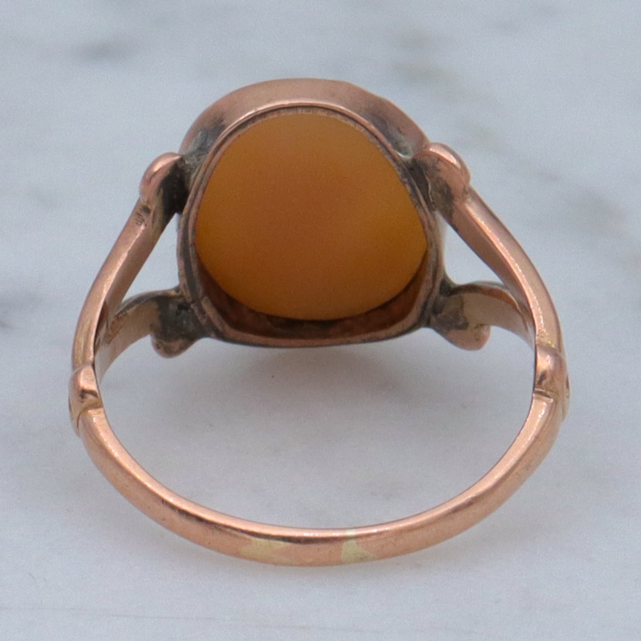Antique Victorian 10k gold petite cameo ring, sz 3.25