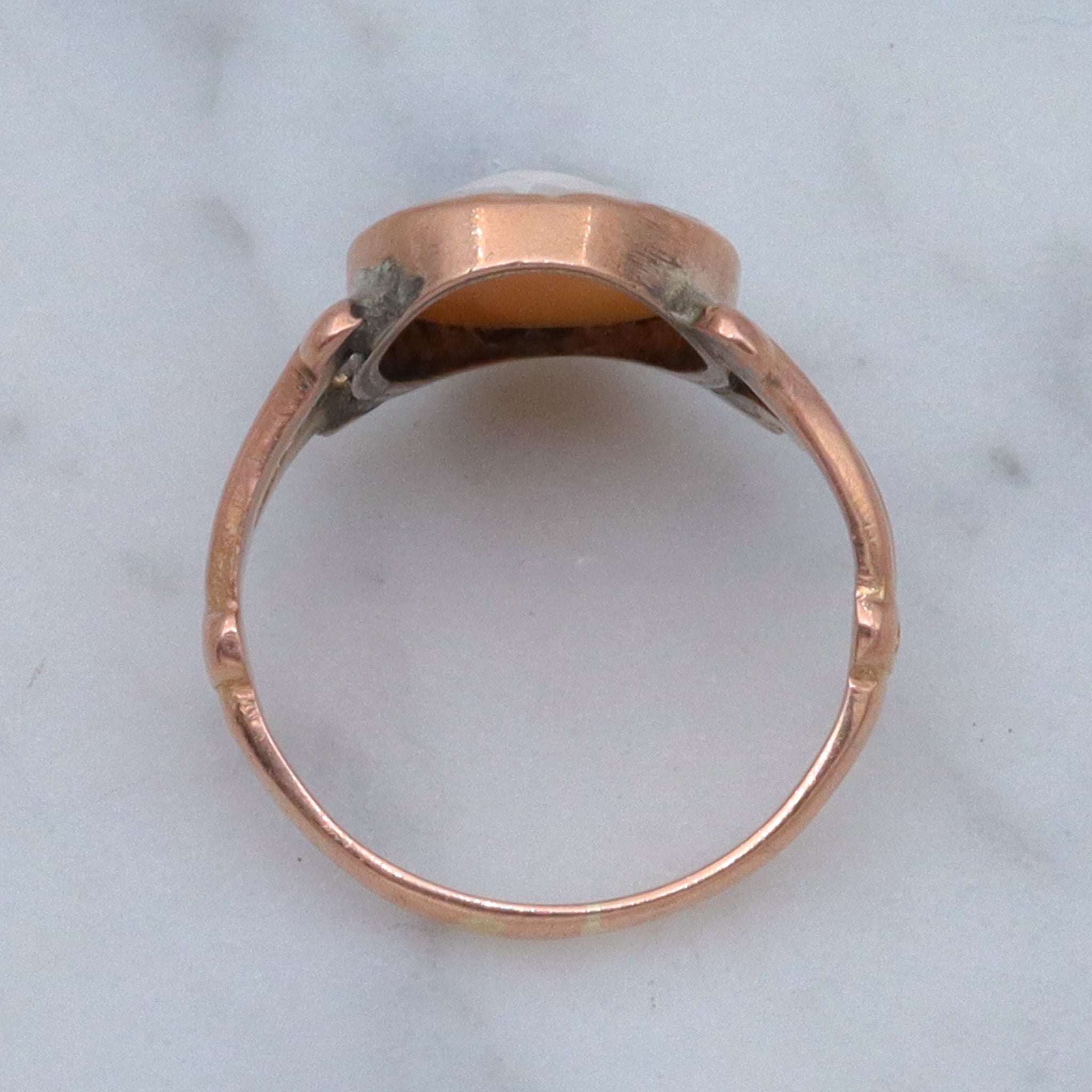 Antique Victorian 10k gold petite cameo ring, sz 3.25