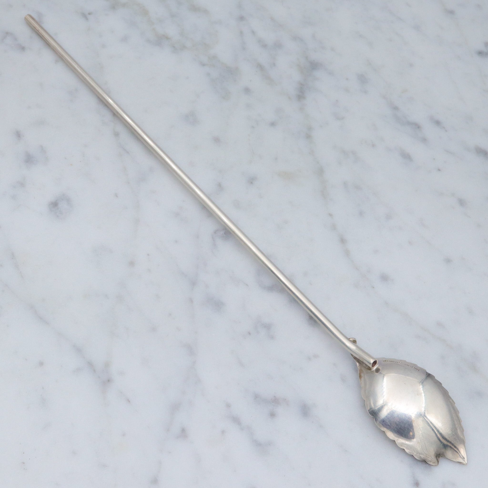 Vintage Tiffany & Co. sterling leaf shaped iced tea straw spoon