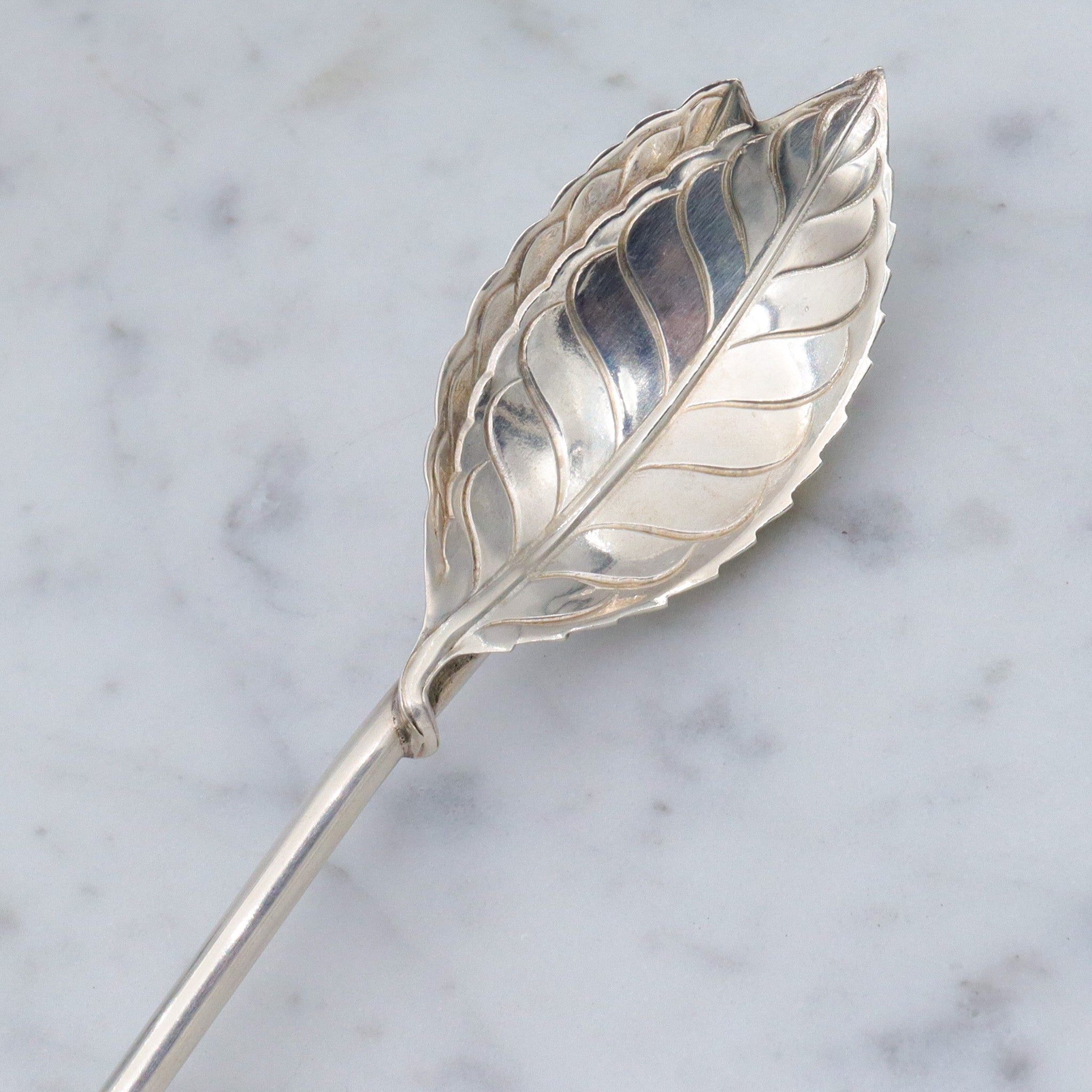 Vintage Tiffany & Co. sterling leaf shaped iced tea straw spoon