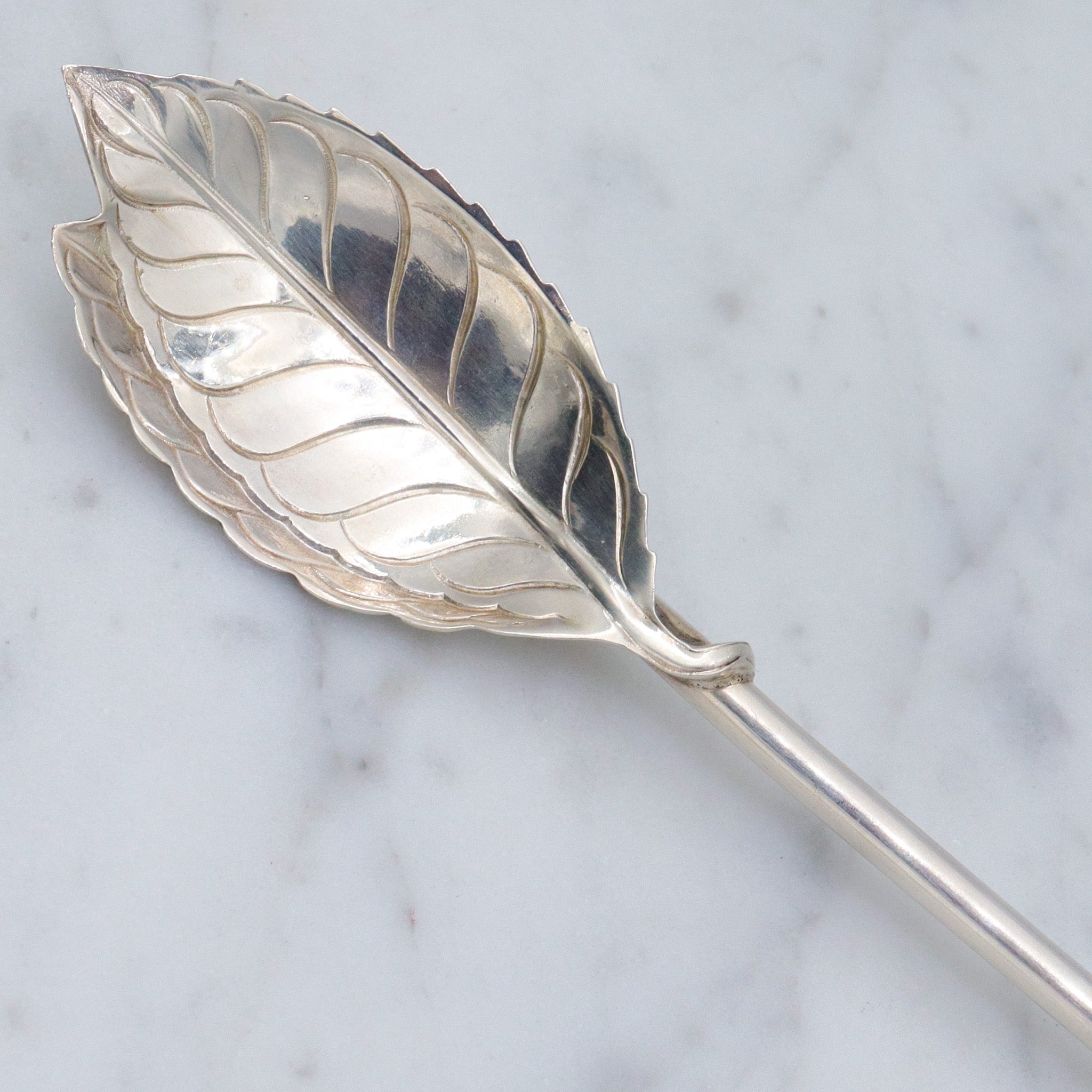 Vintage Tiffany & Co. sterling leaf shaped iced tea straw spoon