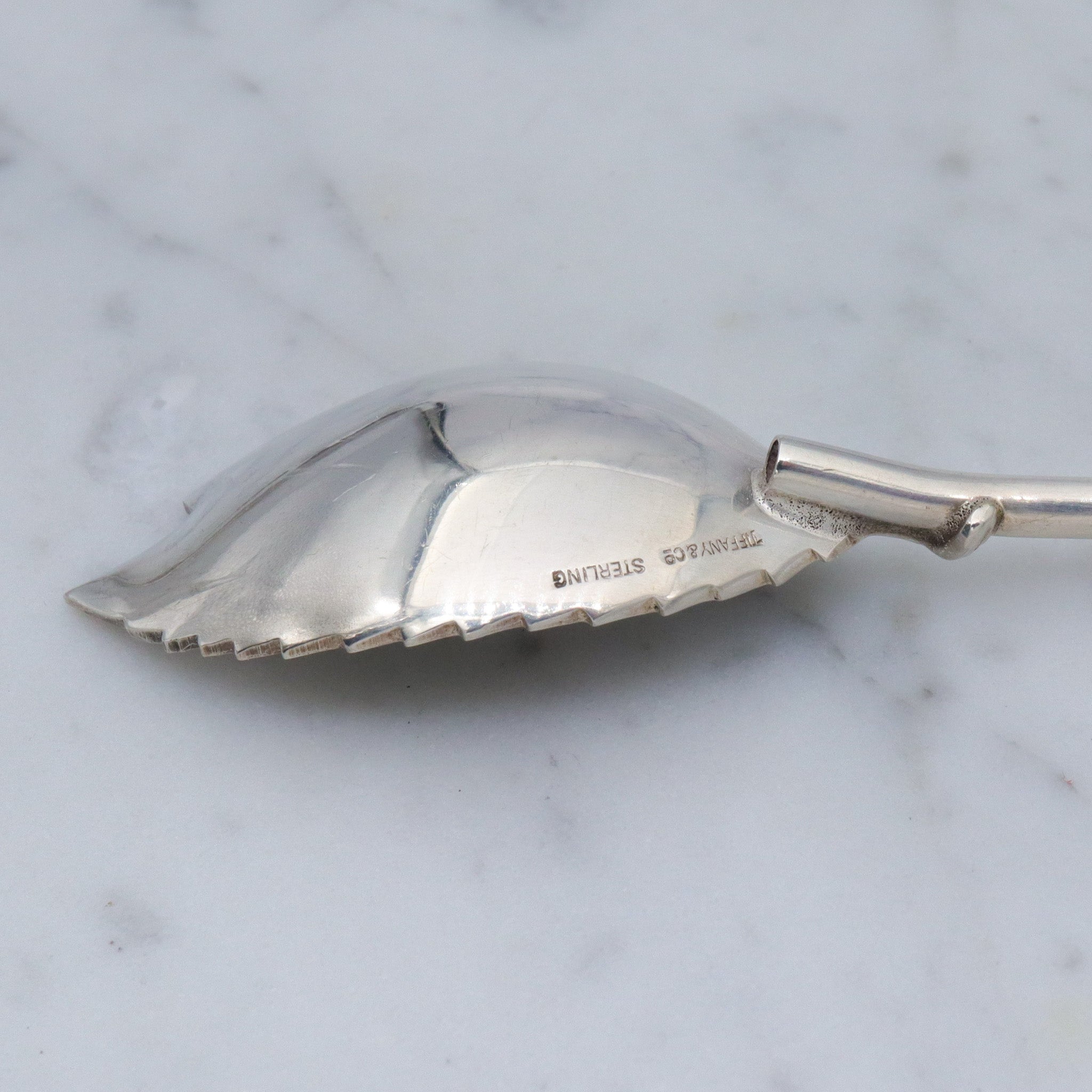 Vintage Tiffany & Co. sterling leaf shaped iced tea straw spoon