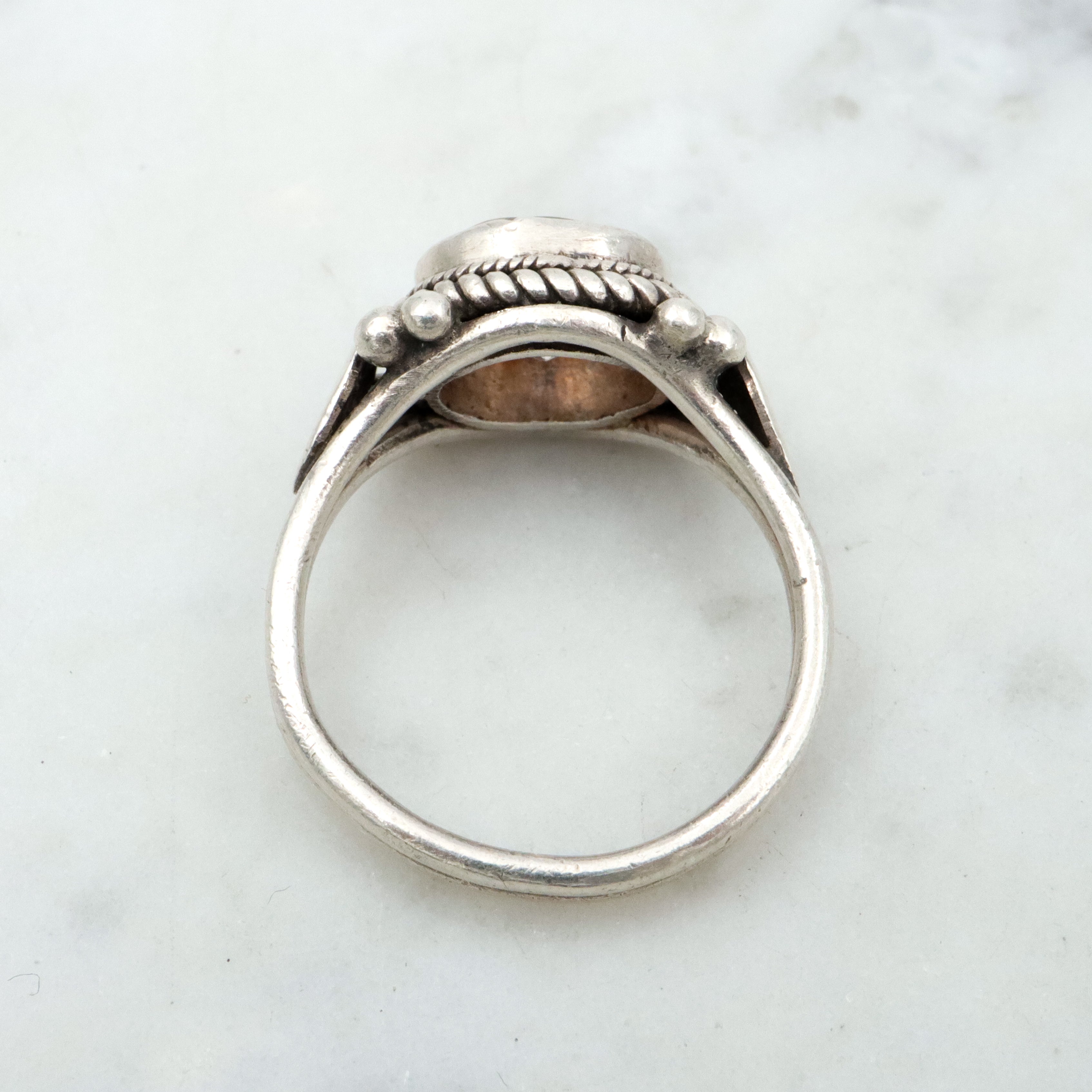 Vintage quartz crystal sterling ring, sz 7.25