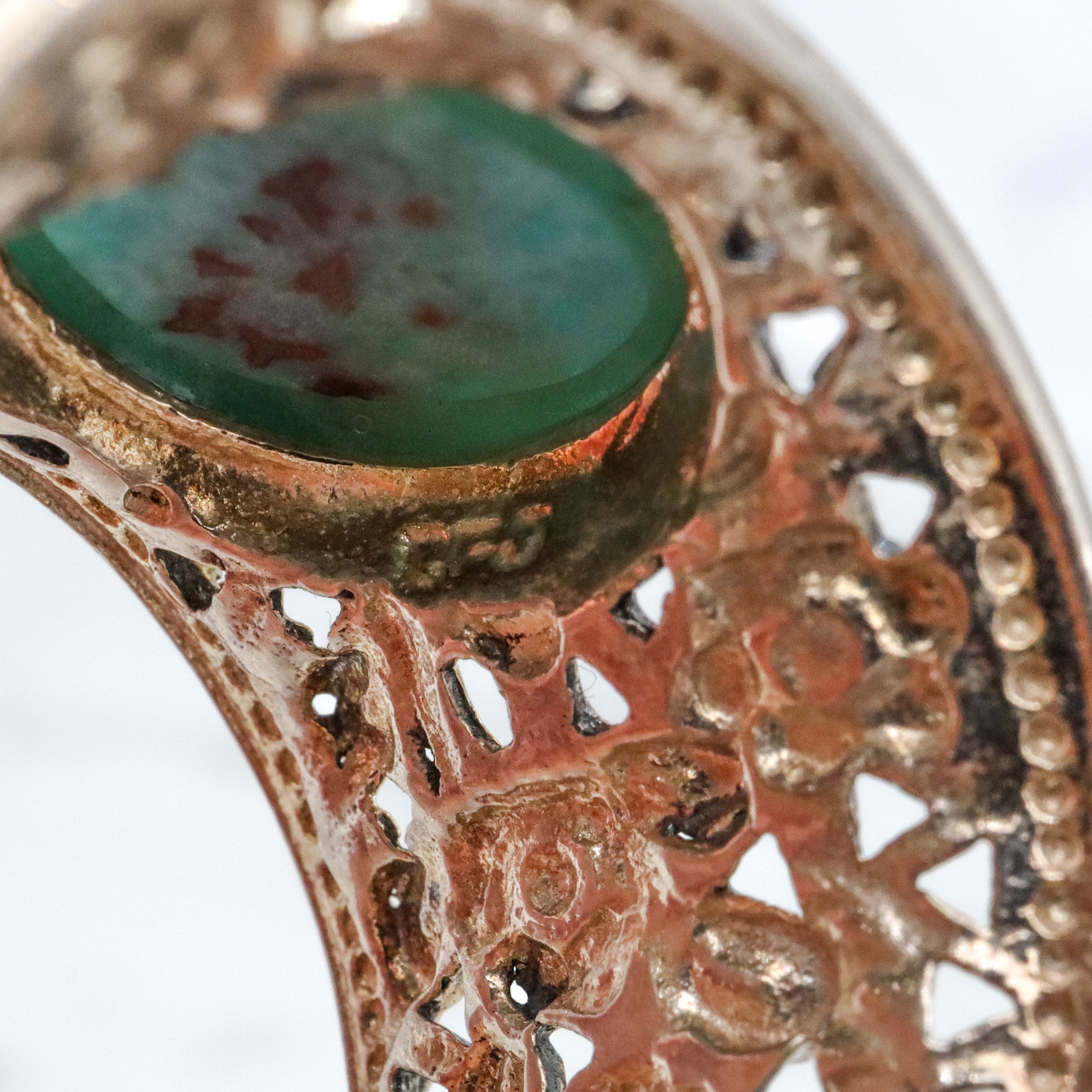 Vintage sterling larimar floral filigree ring, sz 11