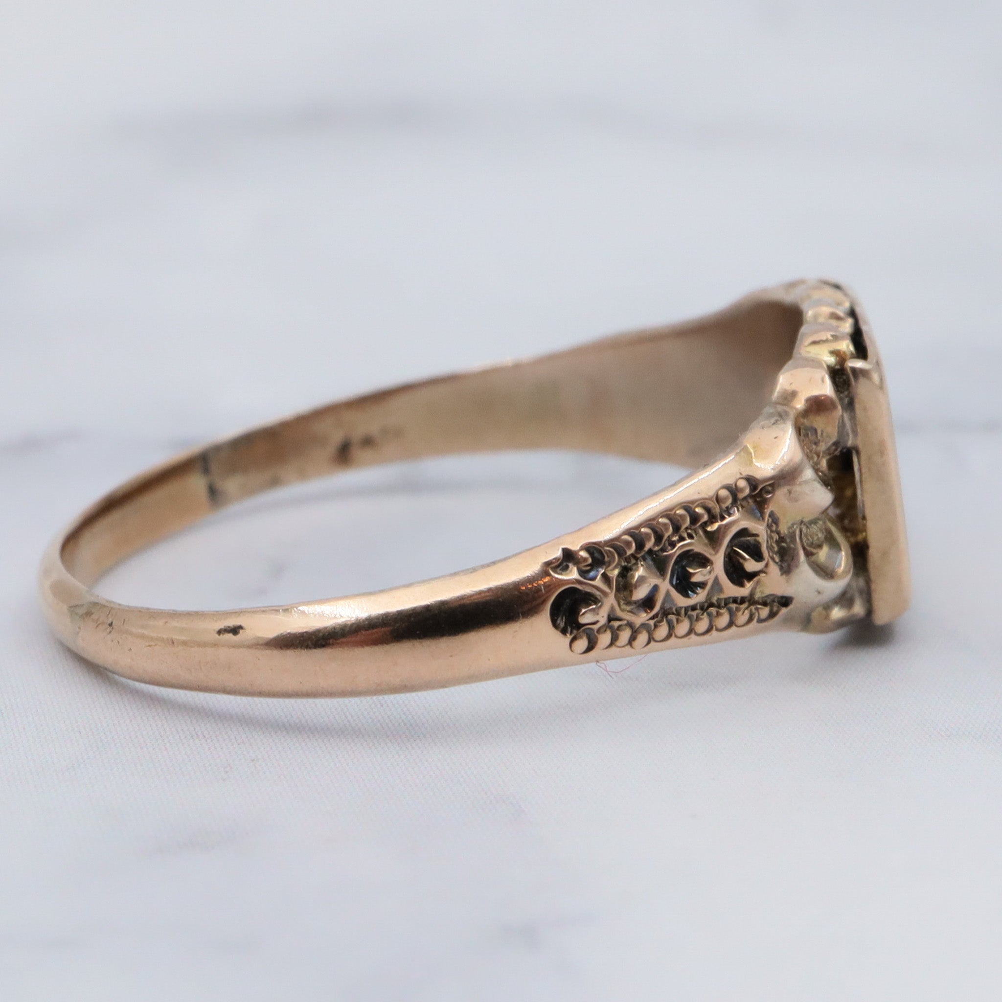 Antique Victorian 14k gold block signet ring, sz 9