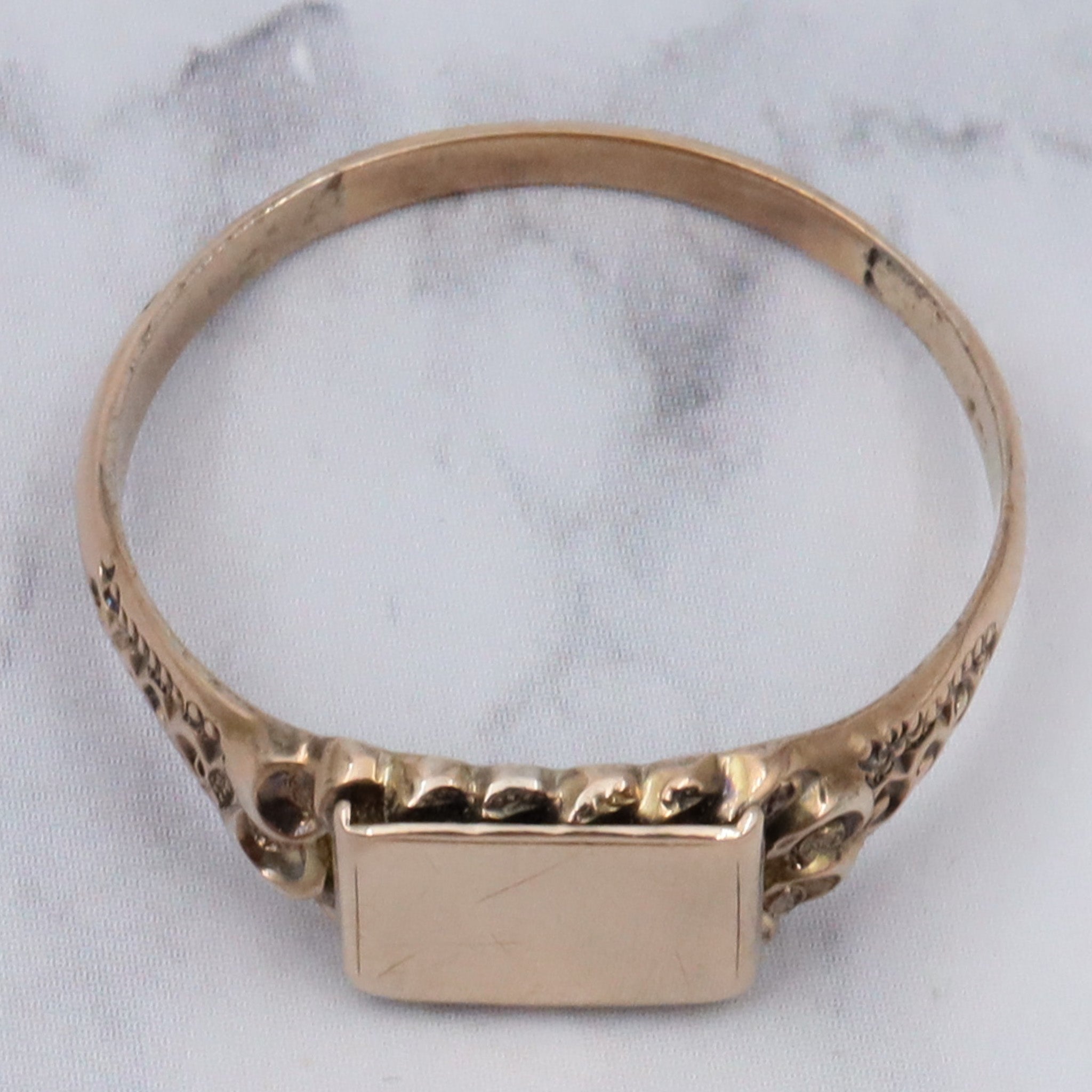 Antique Victorian 14k gold block signet ring, sz 9