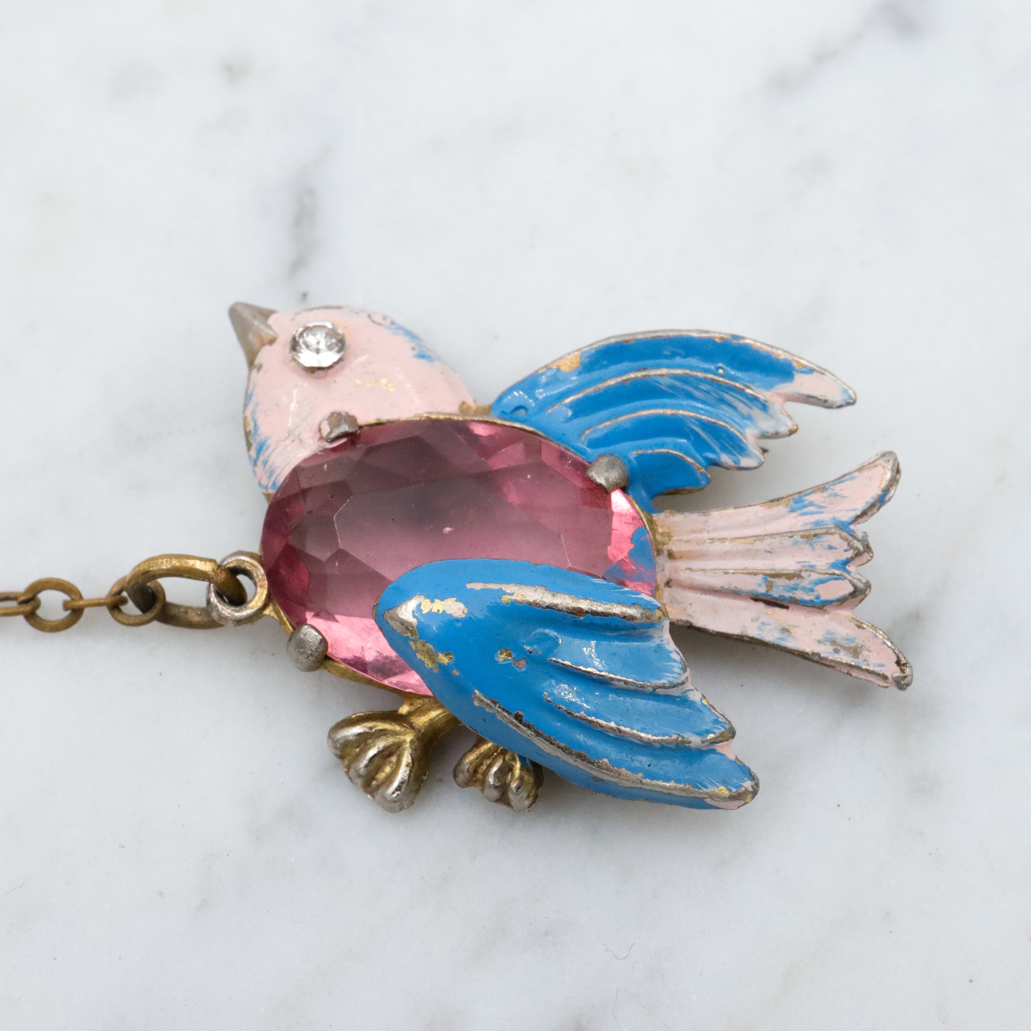 Antique Art Deco Fred Gray jelly belly love birds brooch pair