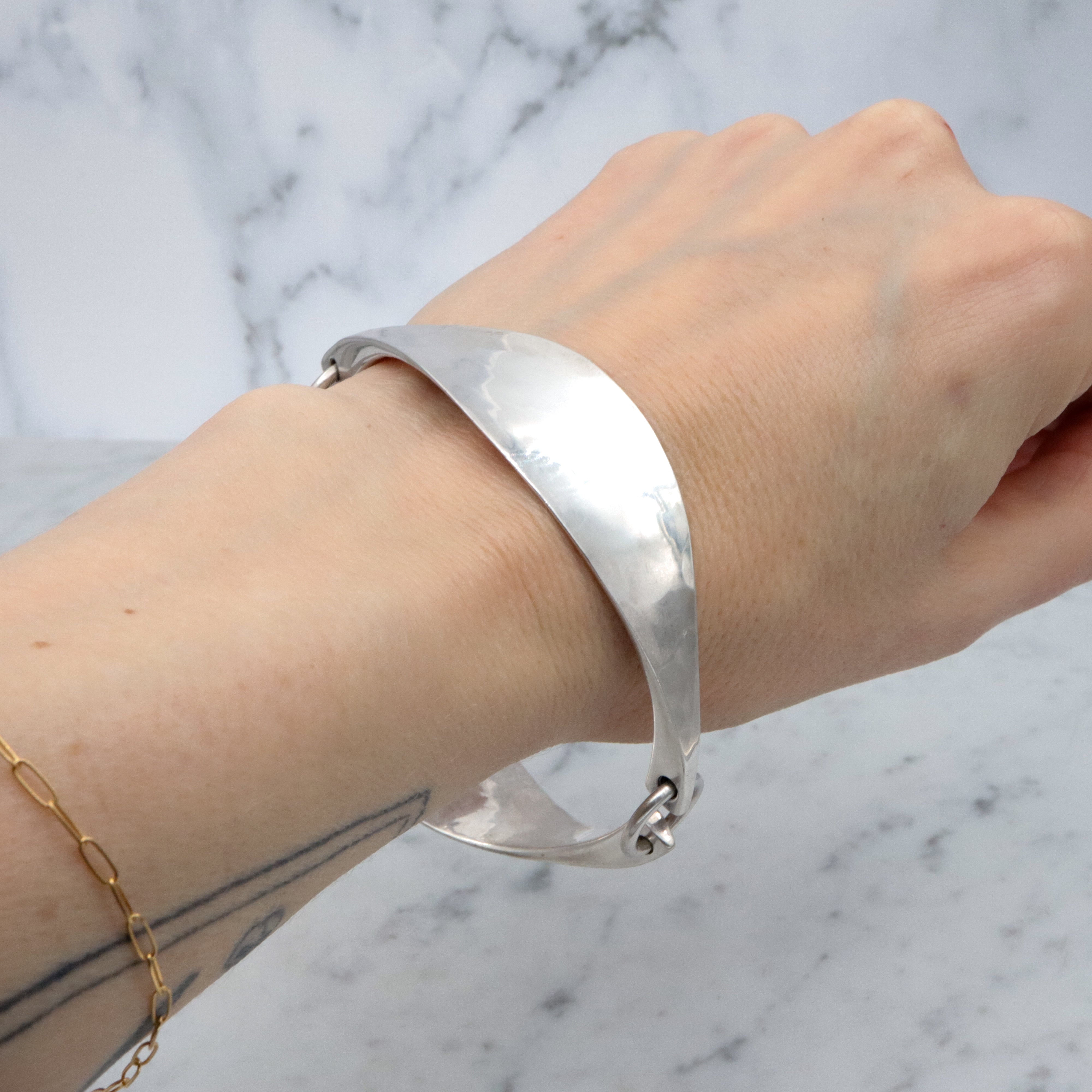 Mid Century Plus Designs Ragnar Hansen hammered sterling bangle bracelet