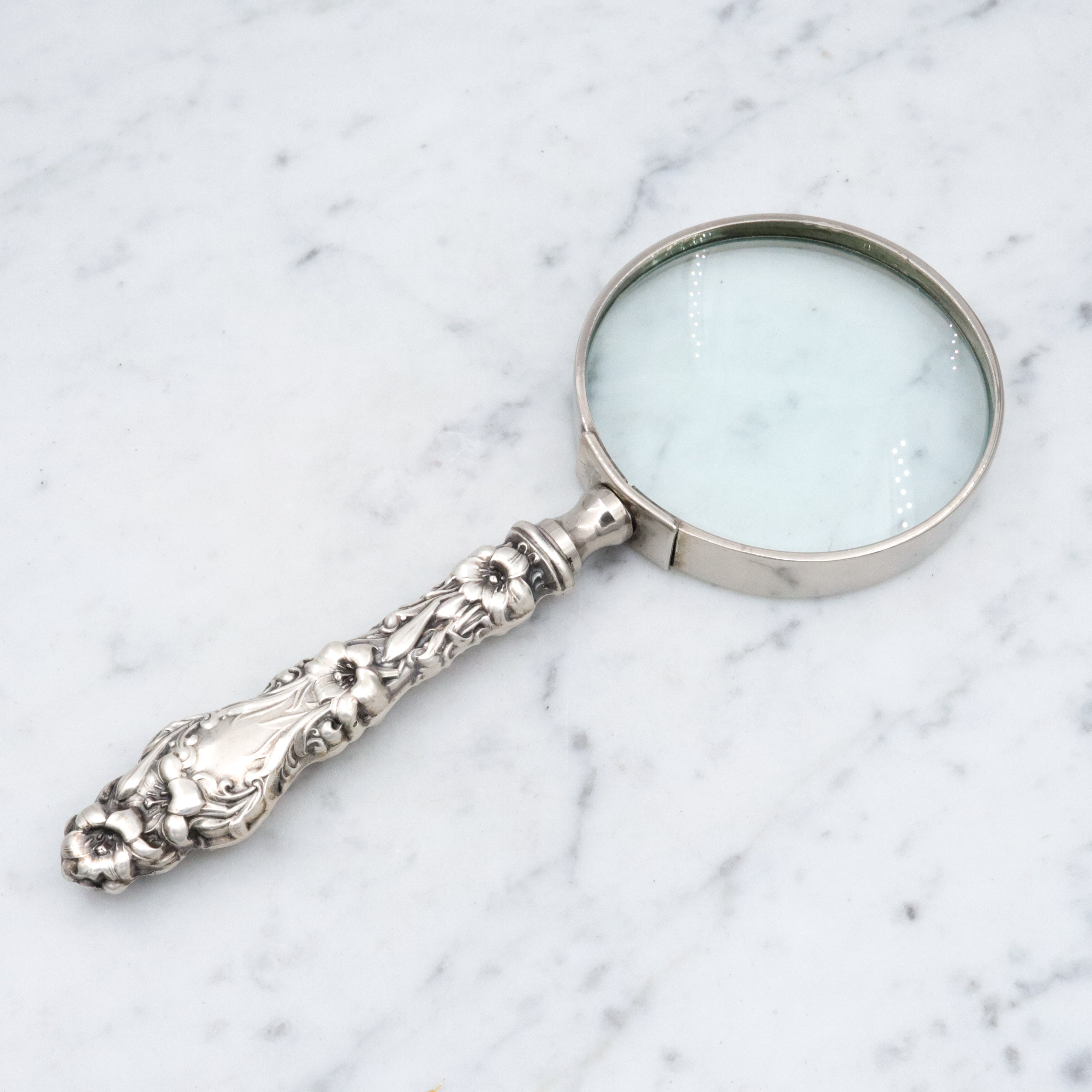 Antique Whiting Lily sterling handled magnifying glass