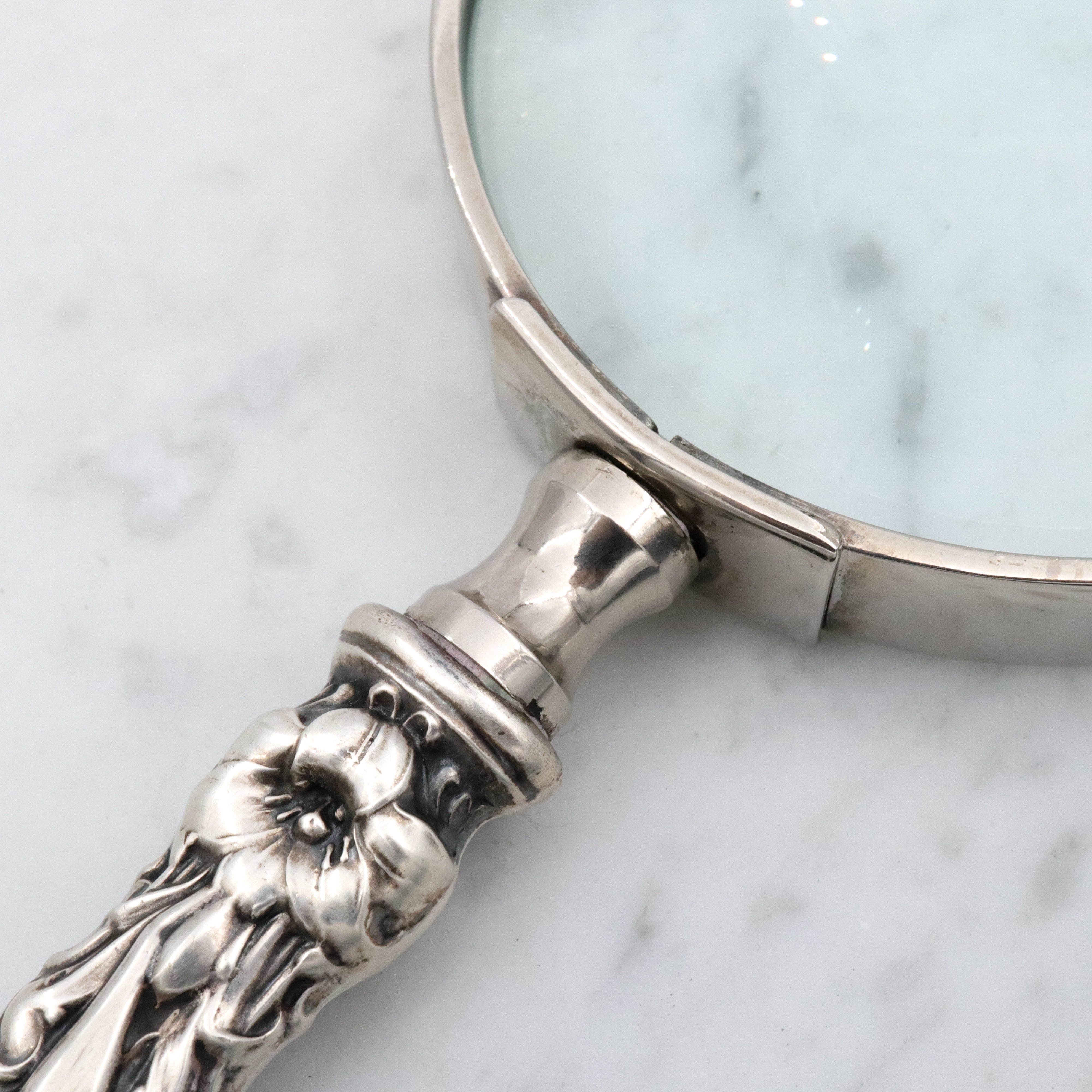 Antique Whiting Lily sterling handled magnifying glass