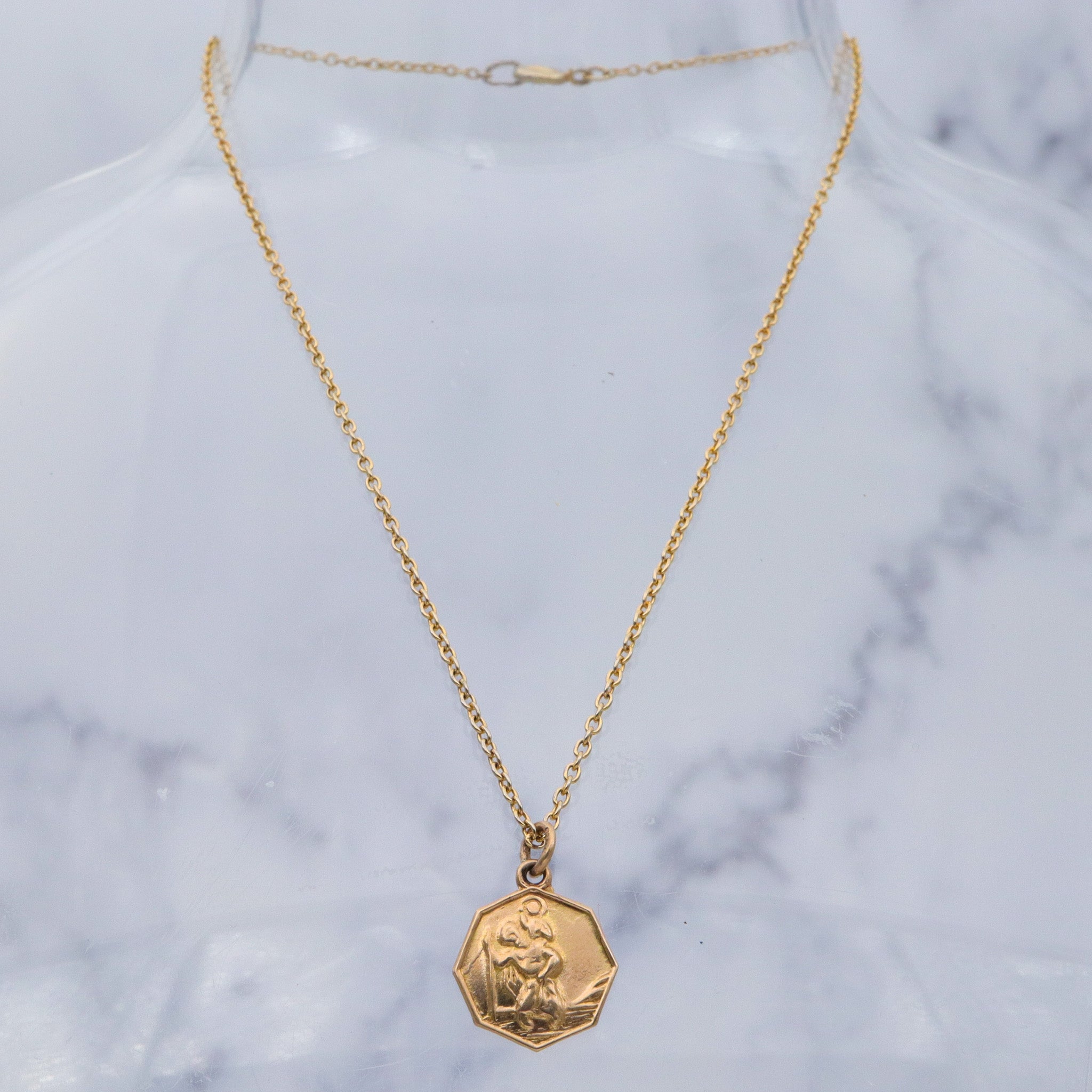 Vintage English 9k Saint Christopher medallion charm pendant