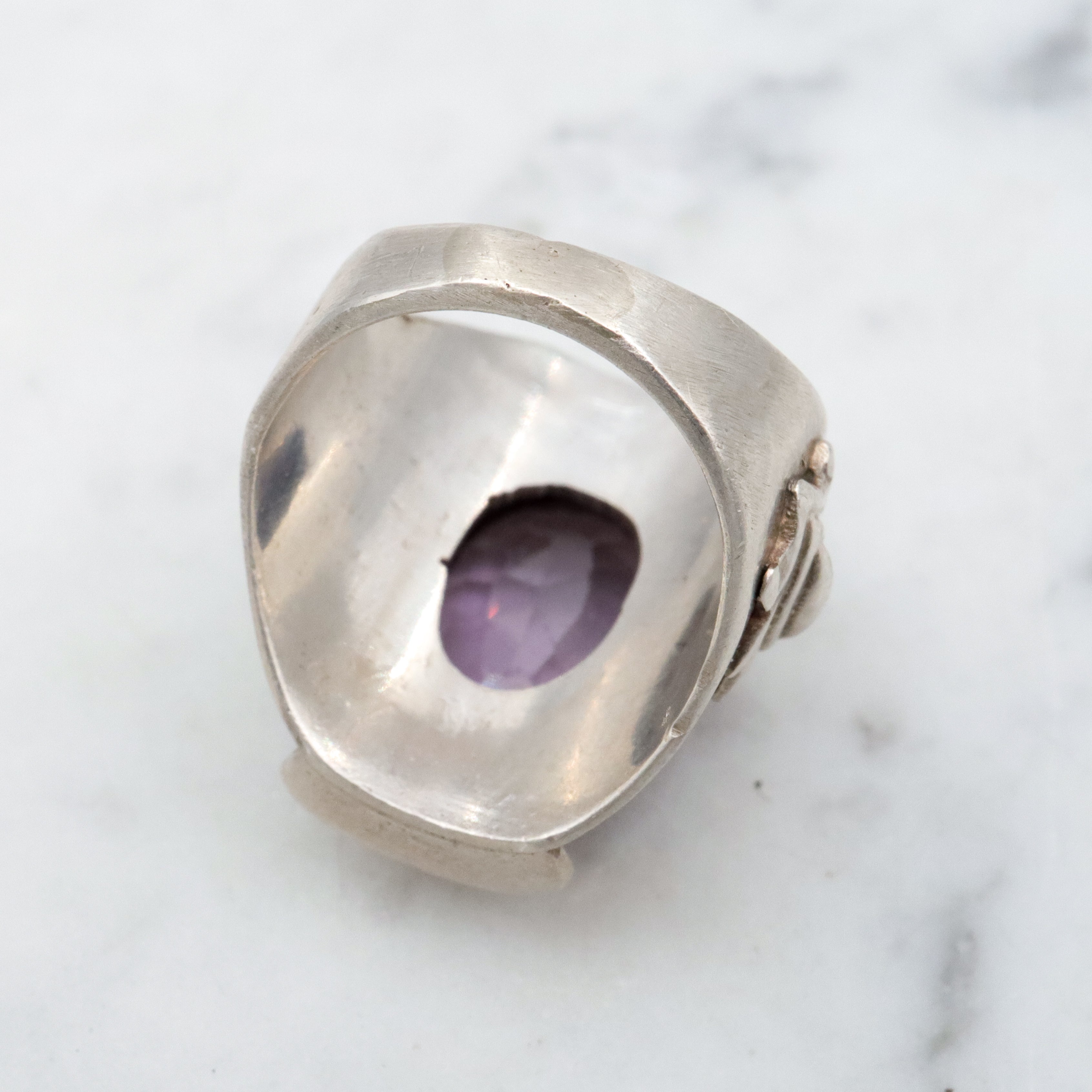 Vintage simulated purple sapphire sterling ring, sz 4.5